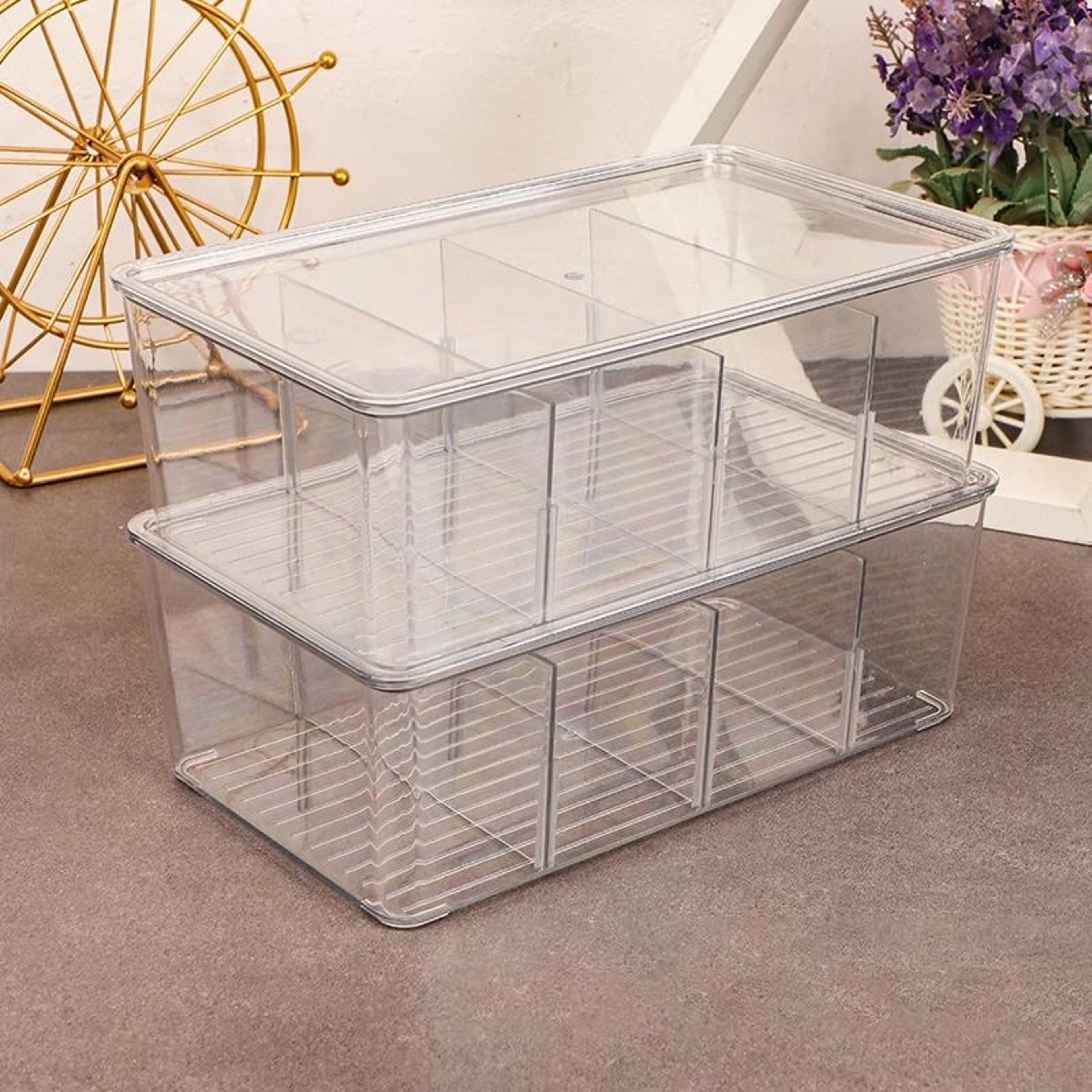 Acrylic Transparent Tea Bag Storage Box With Lid Compartment Organizer 2