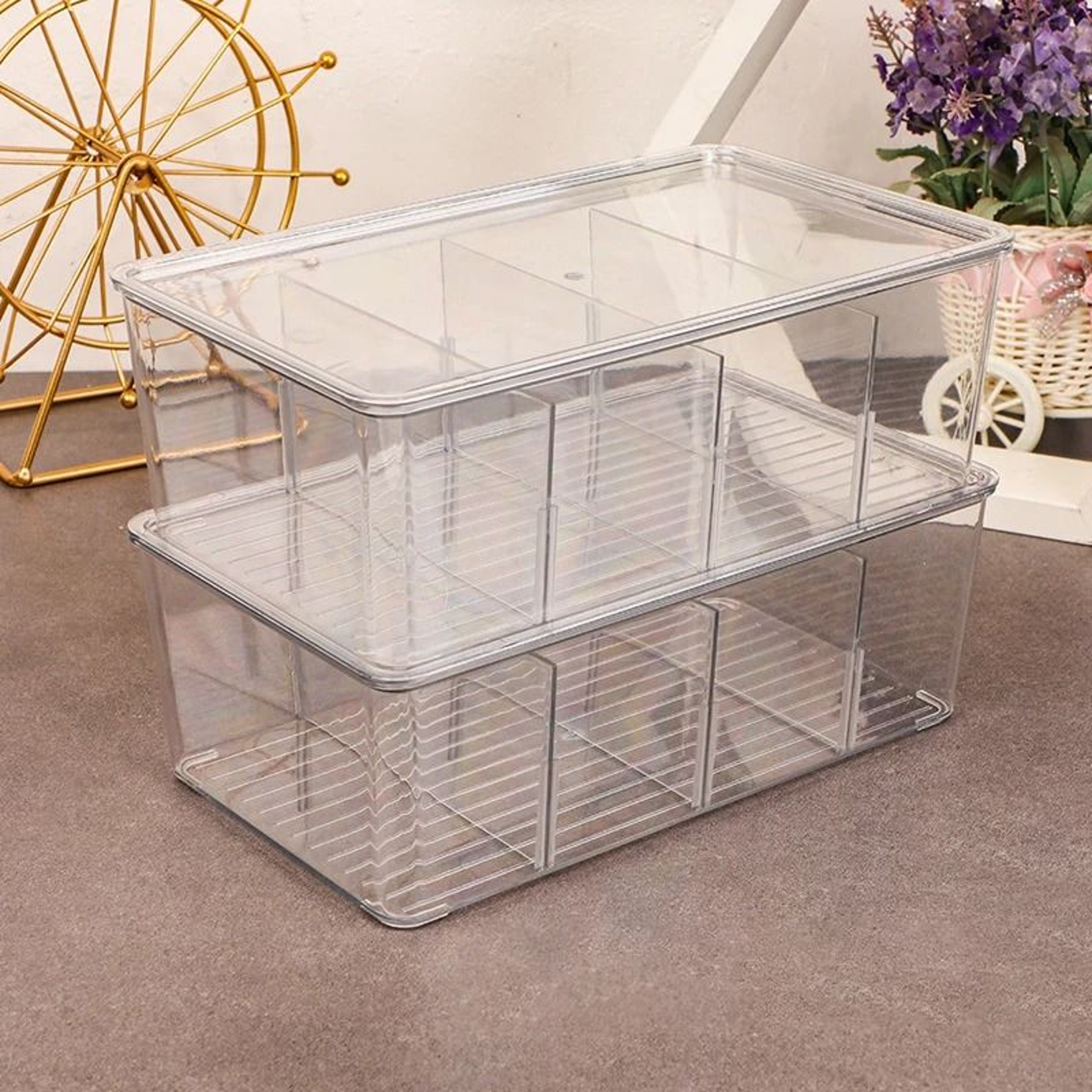 Acrylic Transparent Tea Bag Storage Box With Lid Compartment Organizer 3