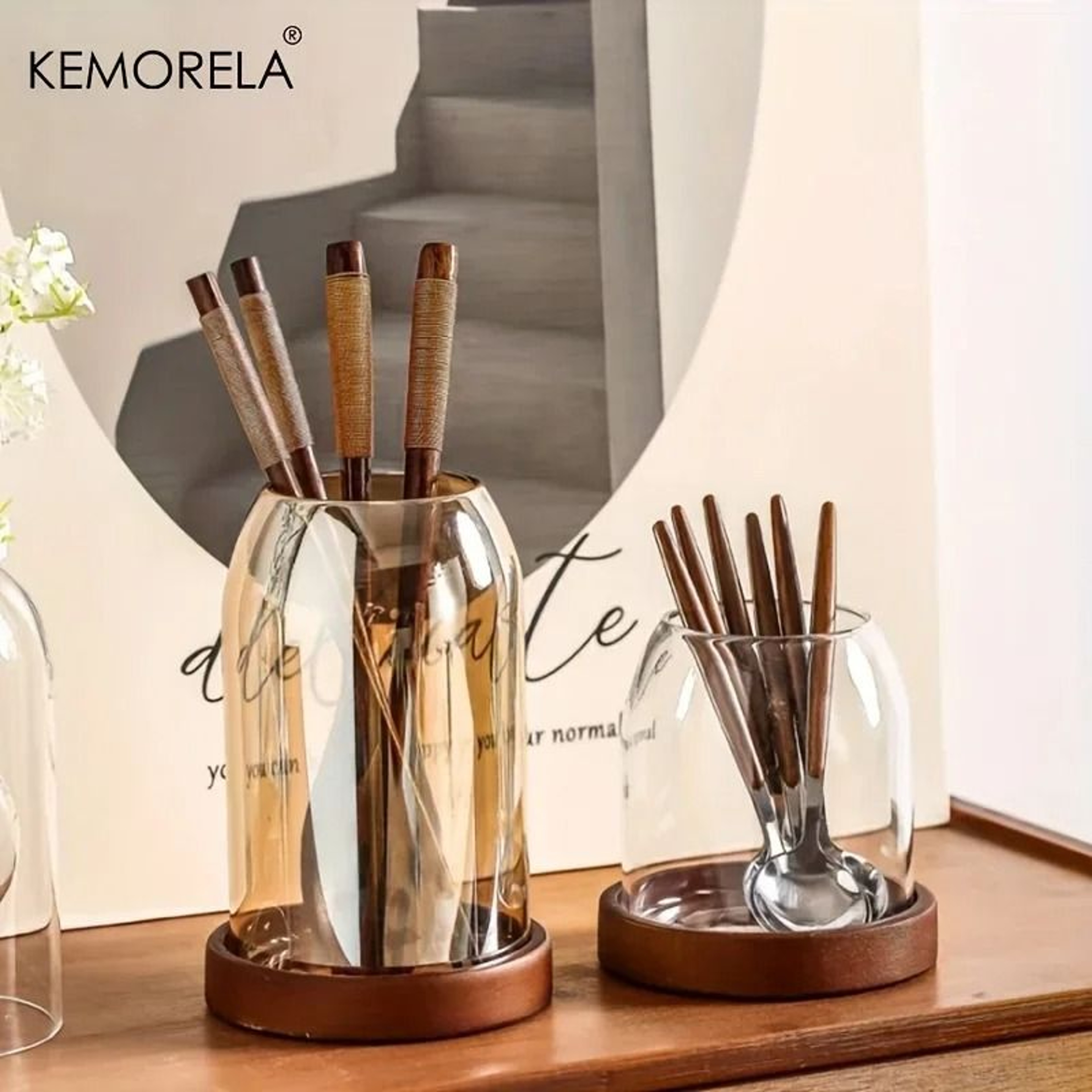 KEMORELA Tableware Storage Jar Organizer With Drip Tray 1