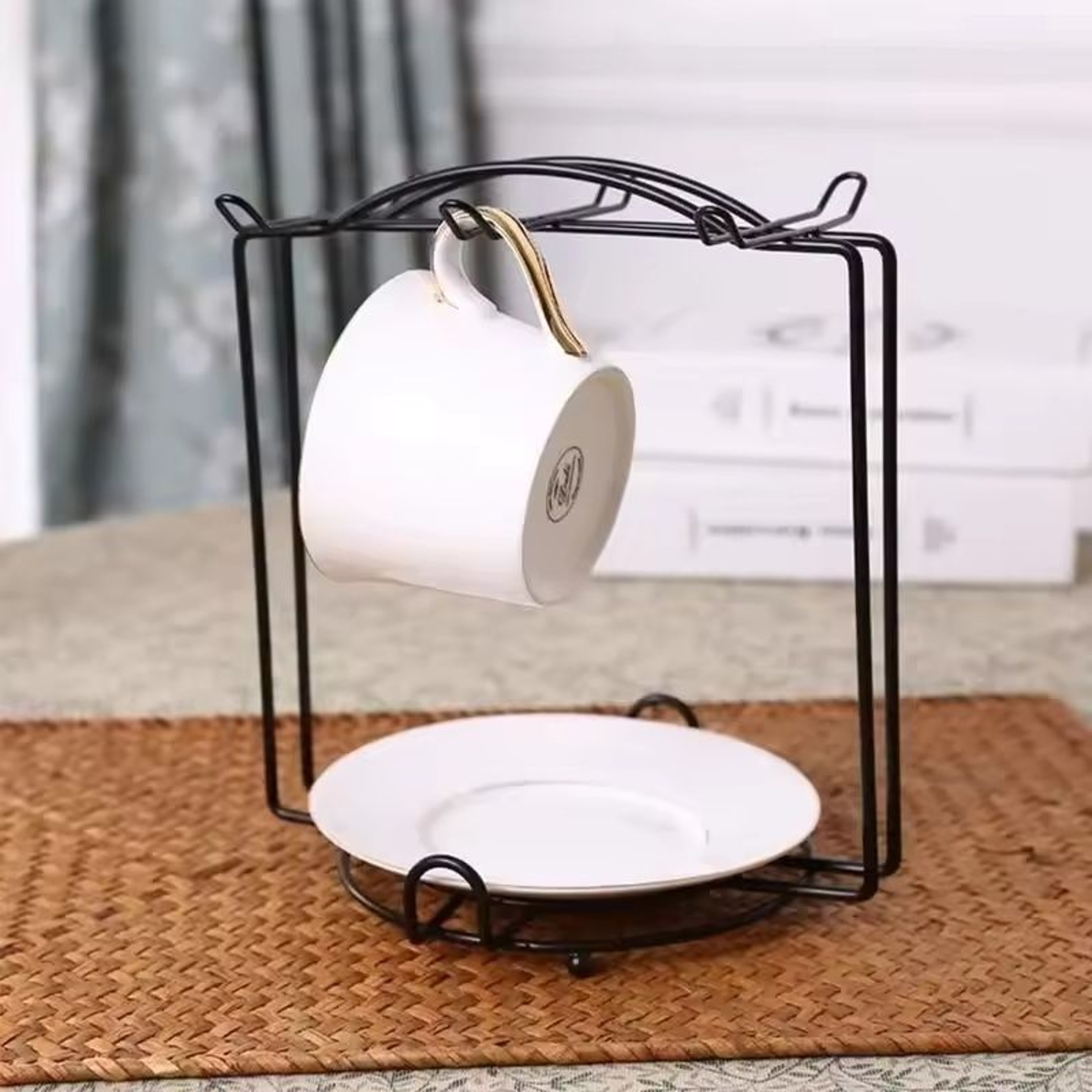 Hanging Partition Coffee Cup Holder And UnderCabinet Storage Rack 2