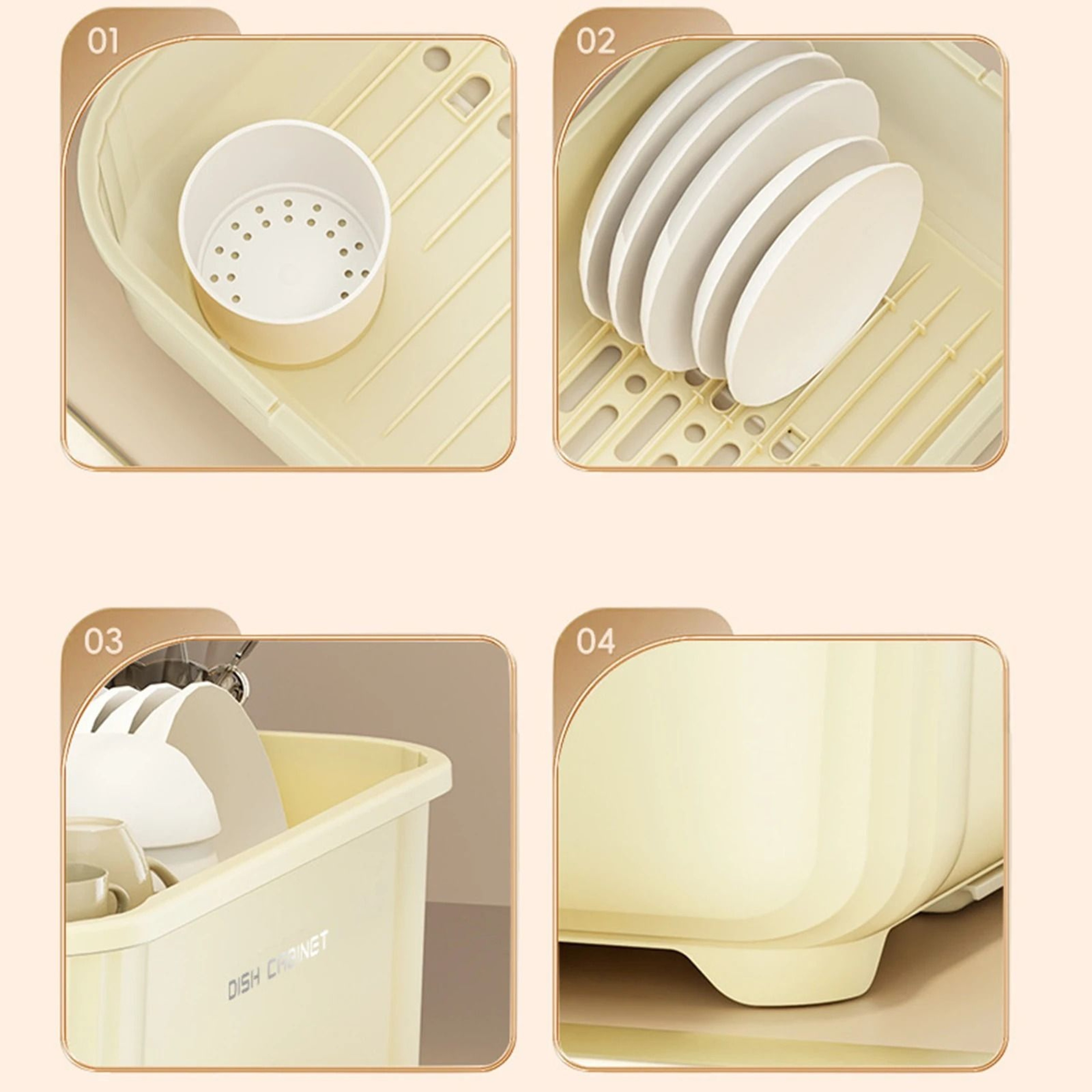 Large Capacity Covered Dish Drying Rack And Utensil Storage Box 5