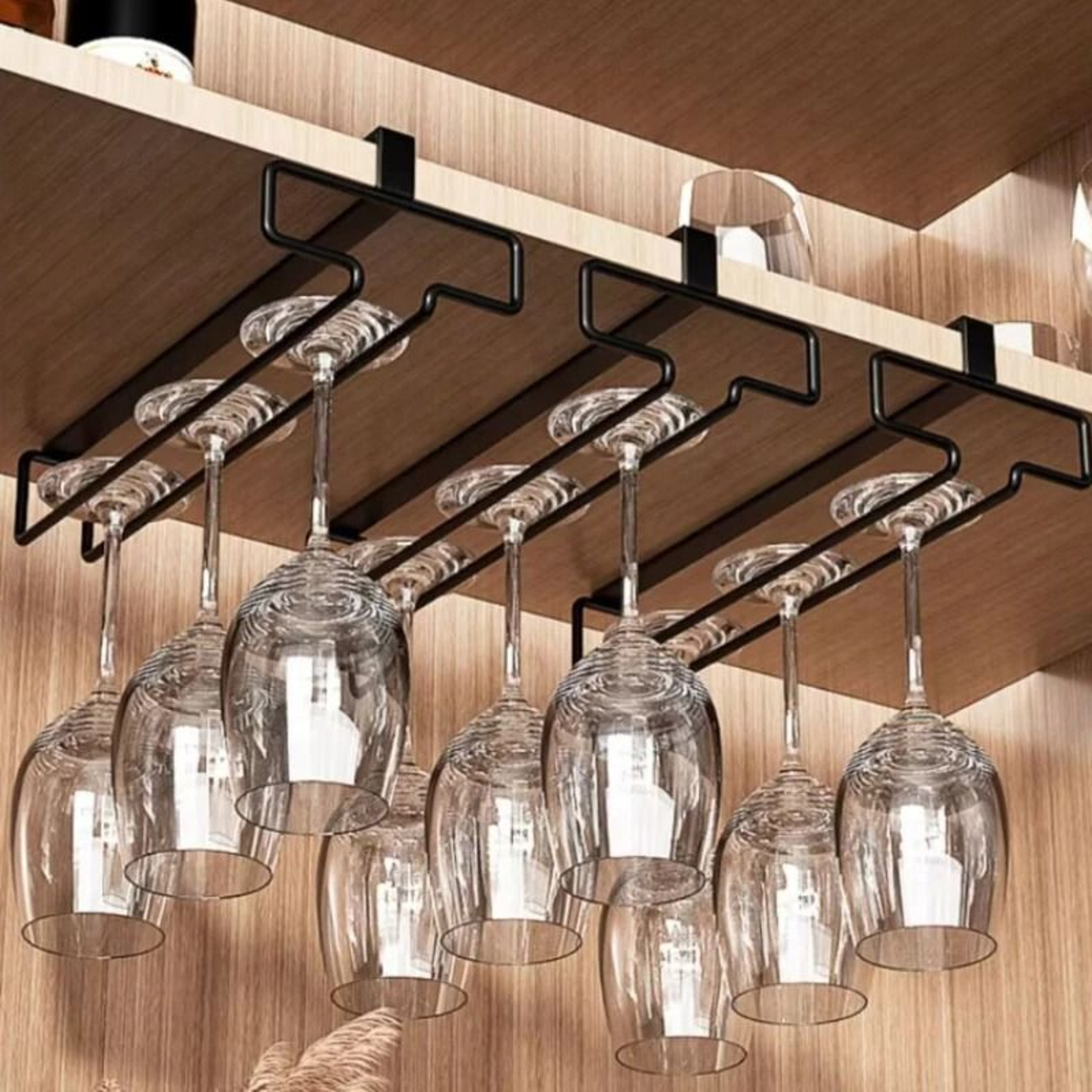 UnderCabinet Hanging Wine Glass Storage Rack 0