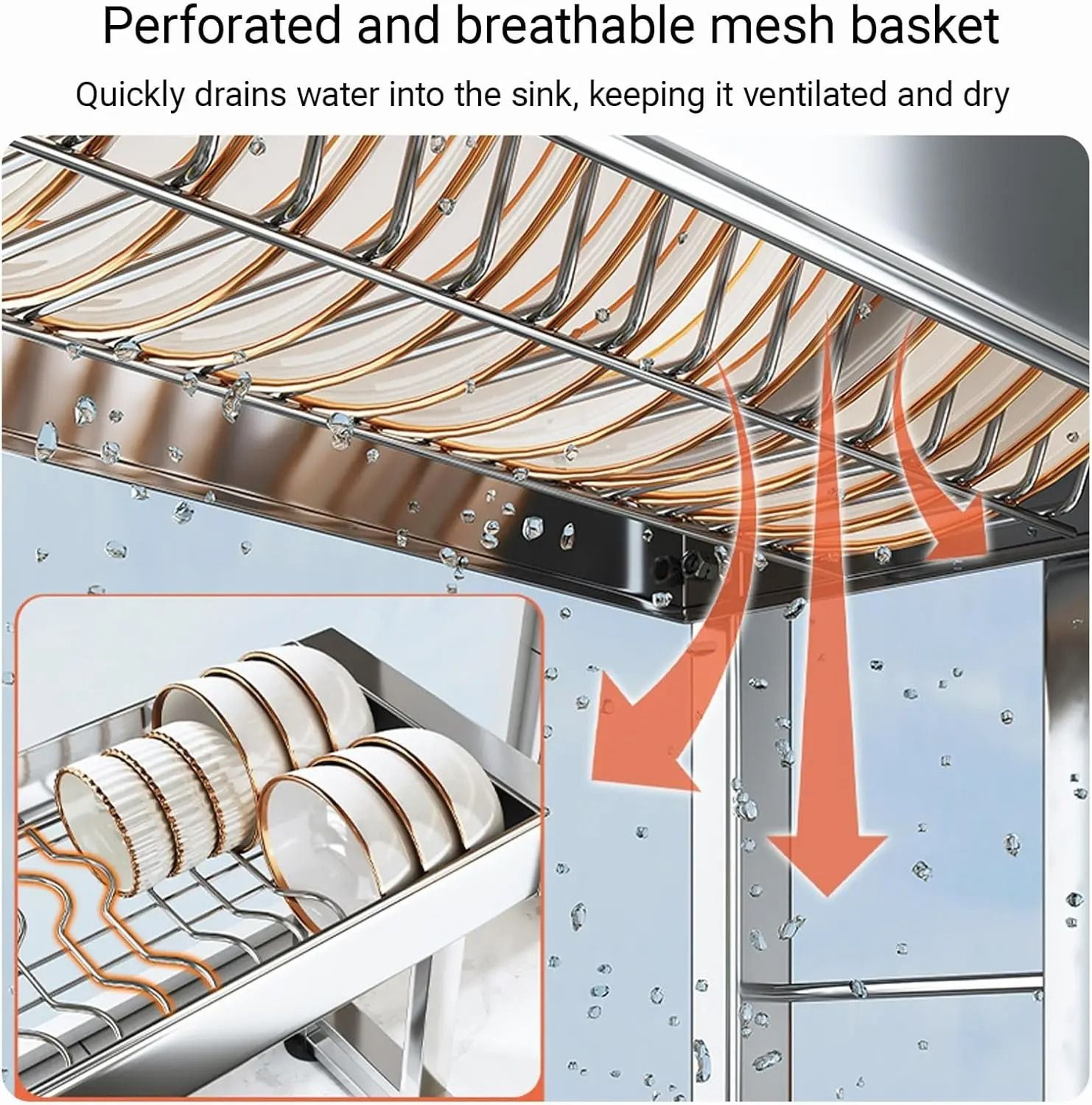 304 Stainless Steel Kitchen Sink Rack And Multifunctional Dish Drainer 5