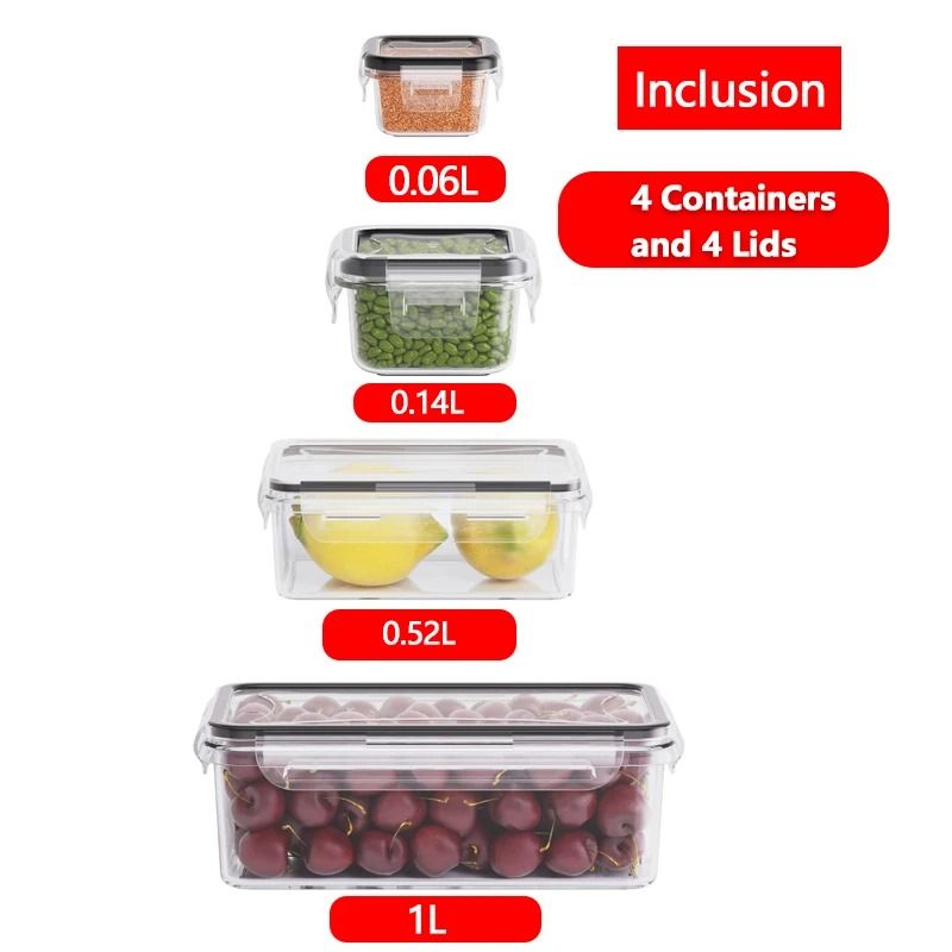 4Piece Food Storage Containers Set With Easy Snap Lids 6