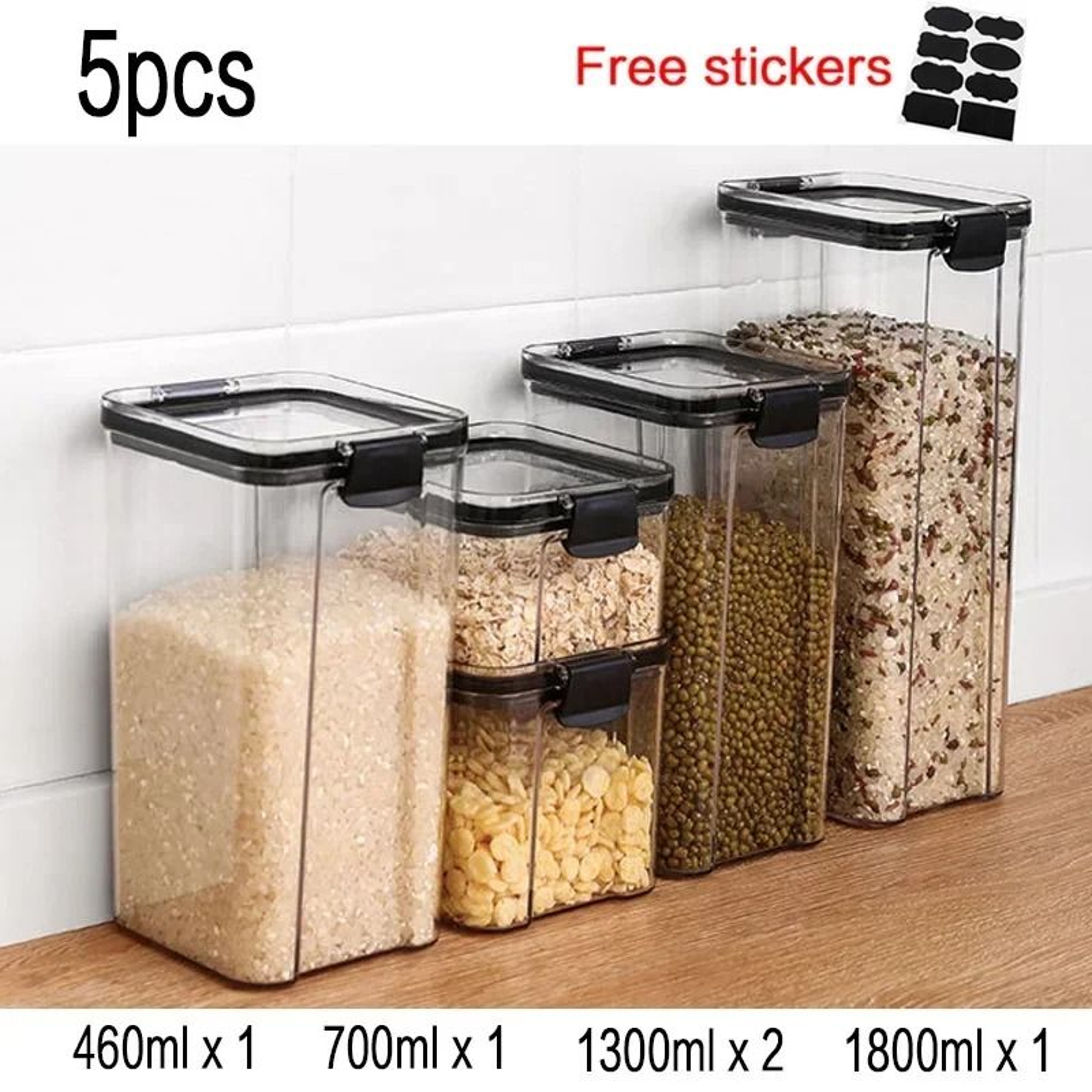 Plastic Food Storage Kitchen Container  Bulk Cereal Jar Set 11