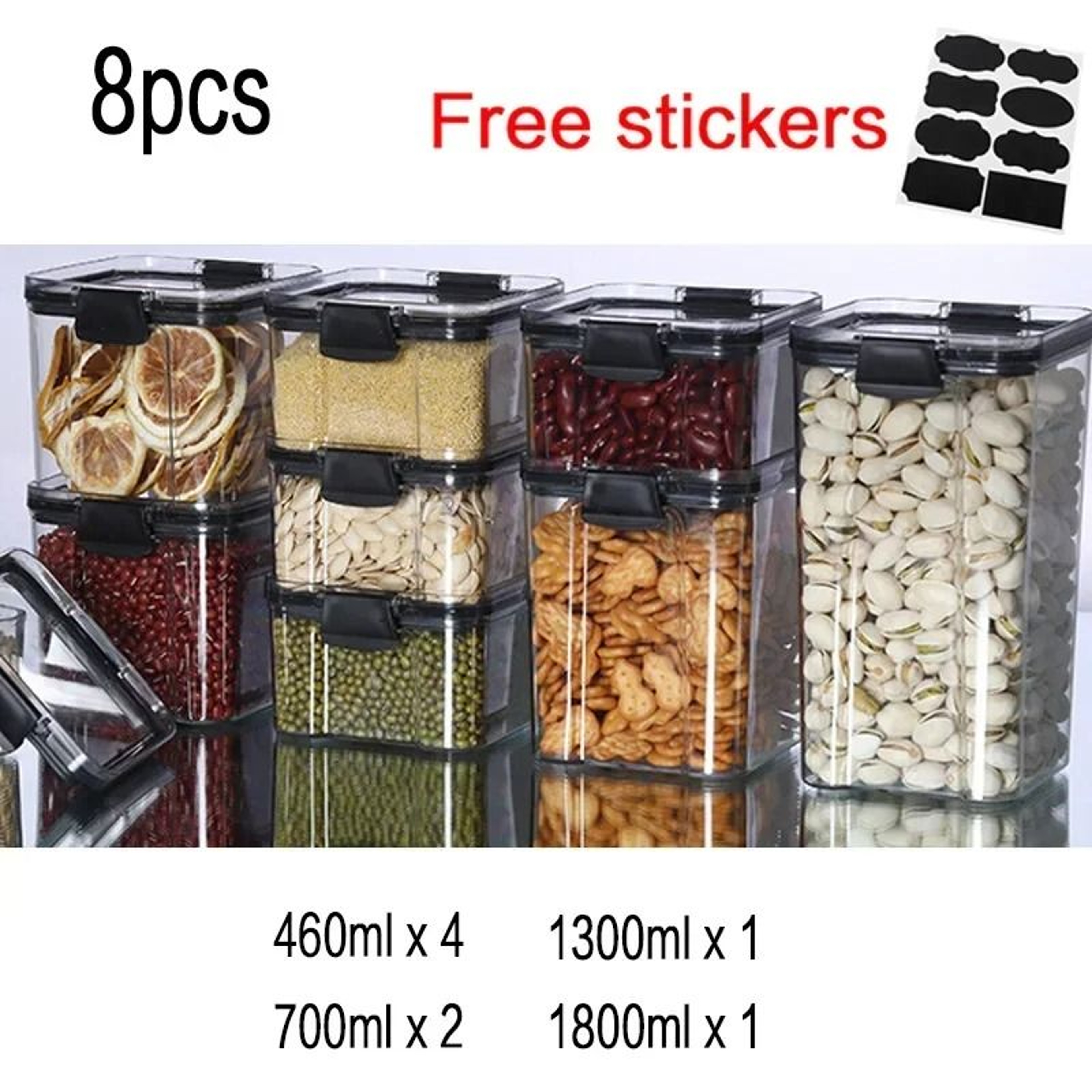 Plastic Food Storage Kitchen Container  Bulk Cereal Jar Set 13