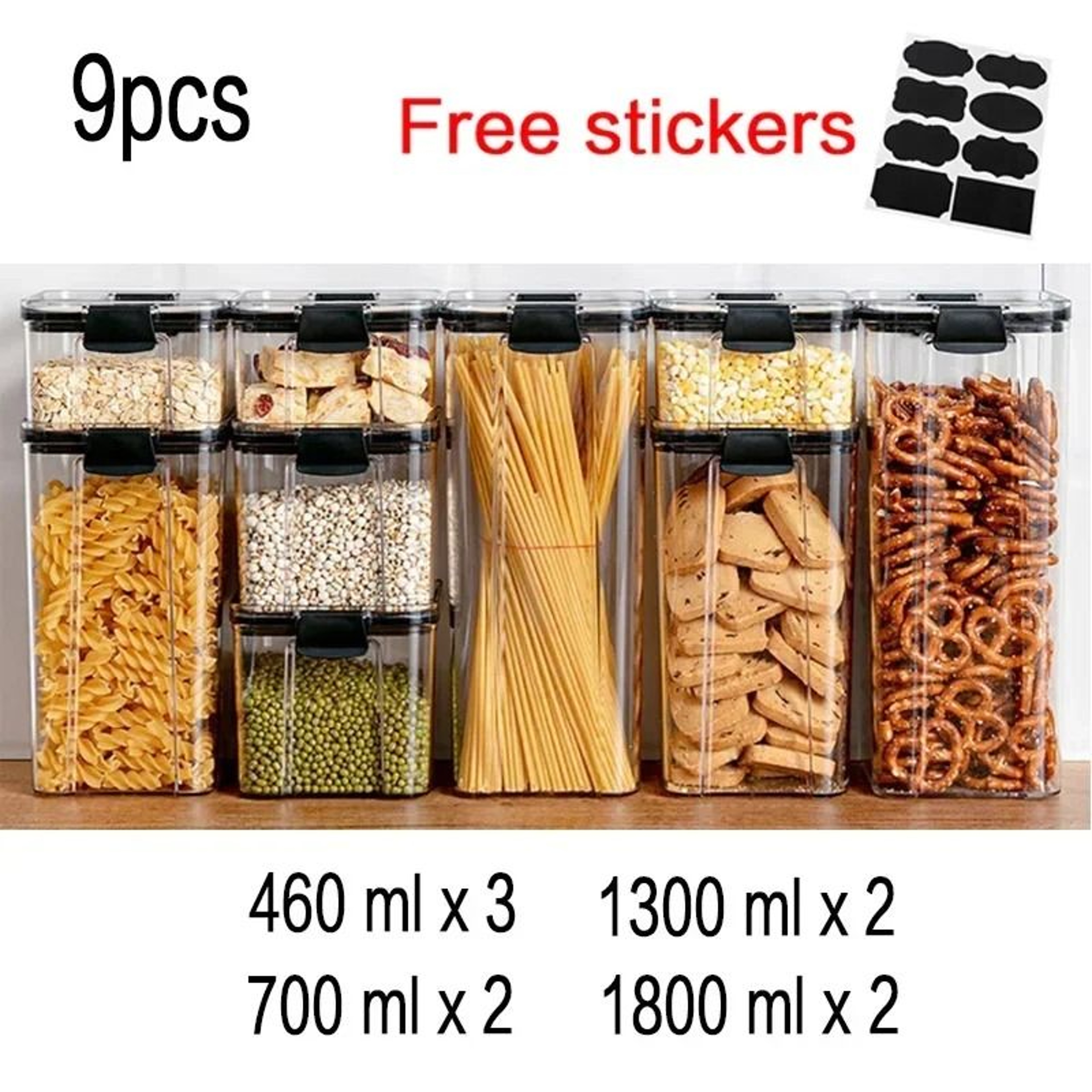 Plastic Food Storage Kitchen Container  Bulk Cereal Jar Set 16