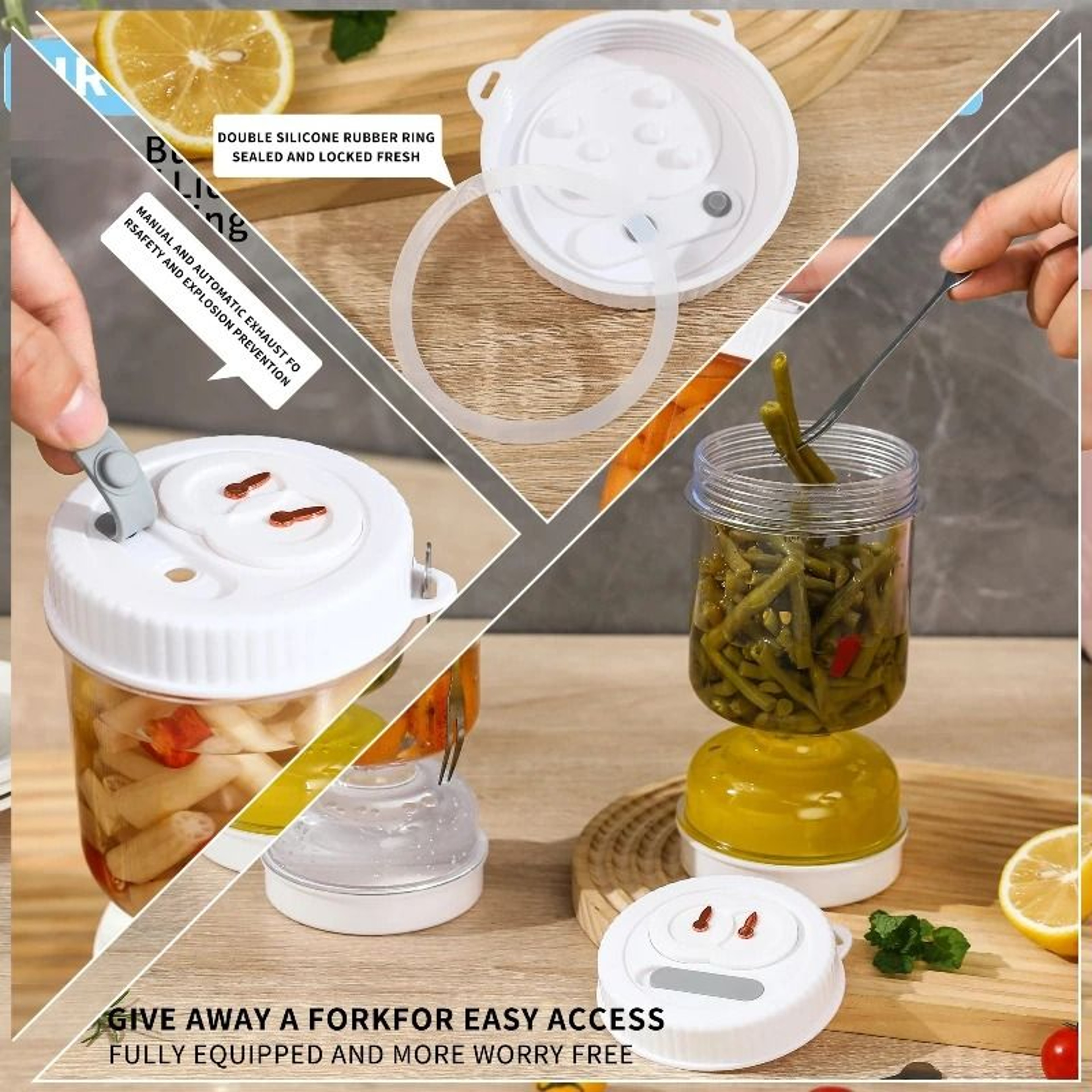 Hourglass Pickle  Olive Storage Jar With FlipStrainer 2