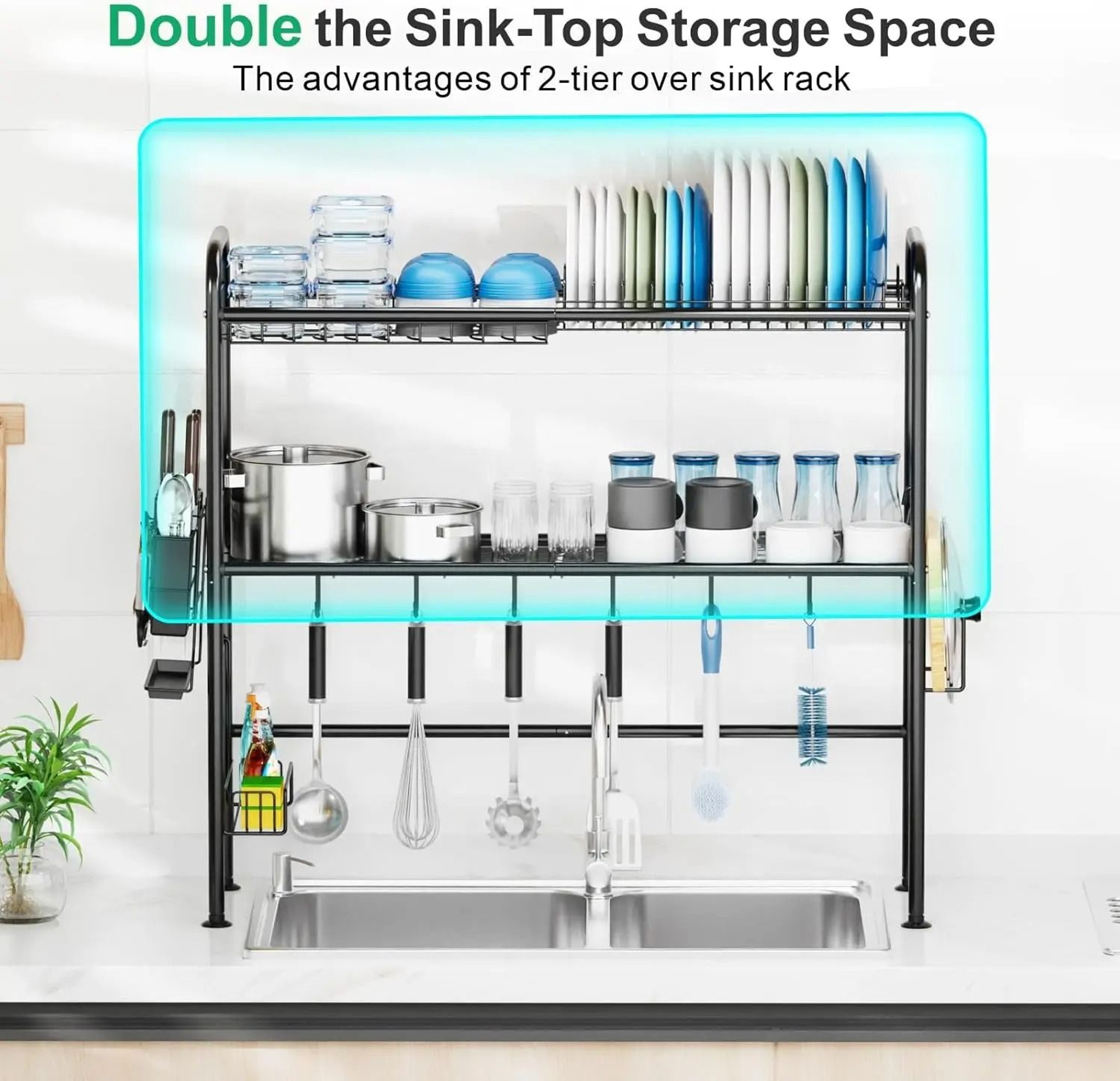 Over The Sink Dish Drying Rack  Above Sink Dish Drainer System 0
