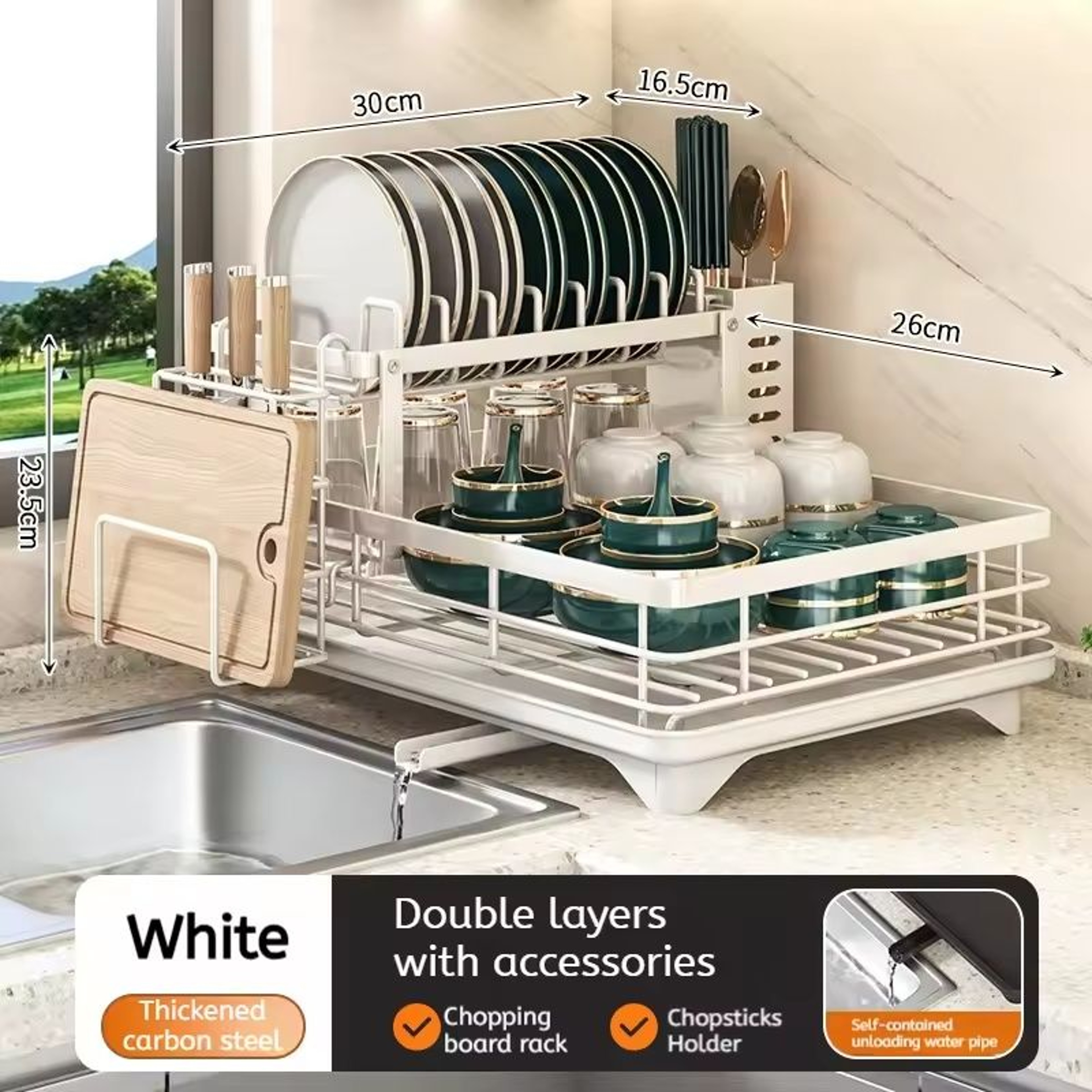 OverSink Adjustable Stainless Steel Dish Drying Rack 6