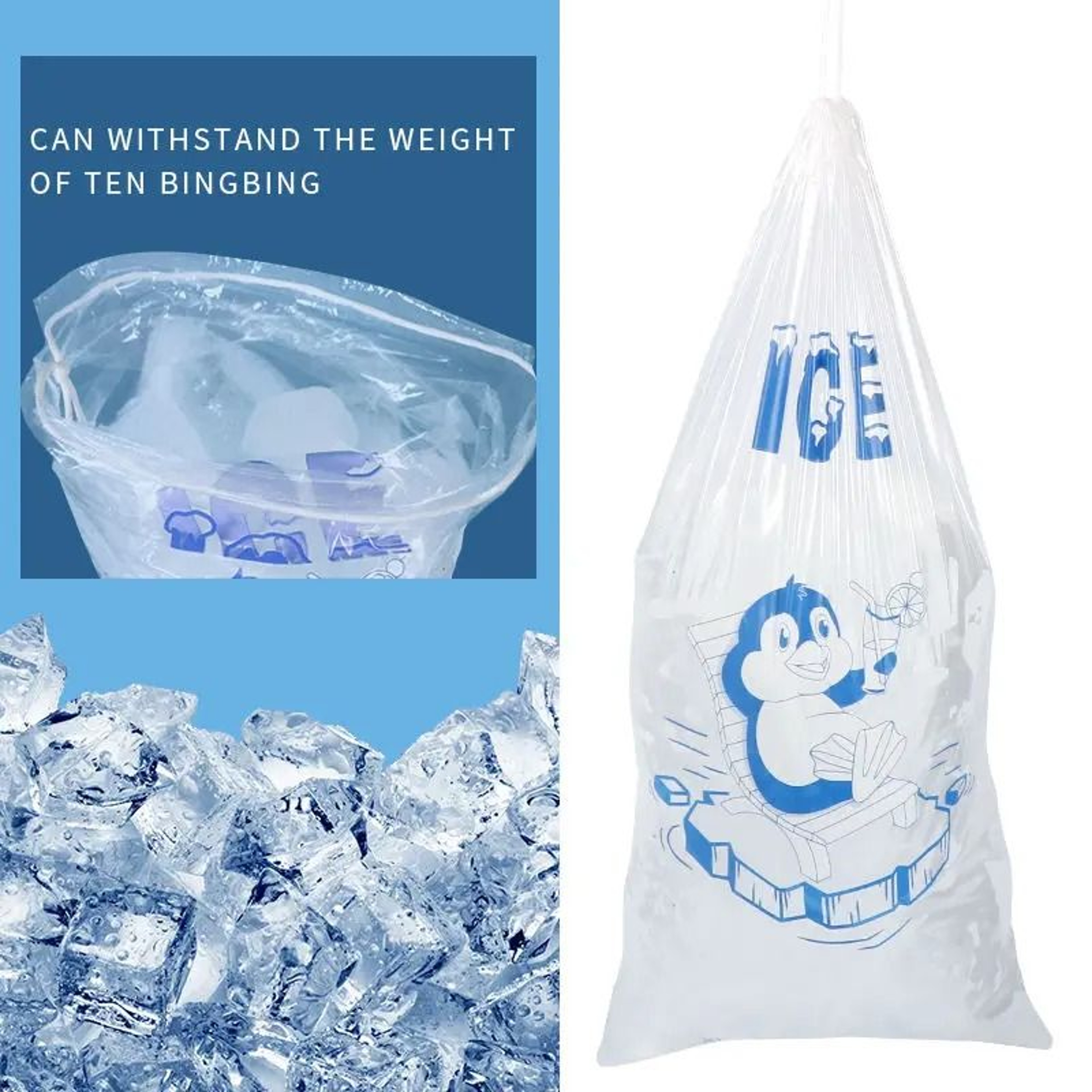HeavyDuty Reusable Ice Storage Bags With Drawstring 10Pack 1