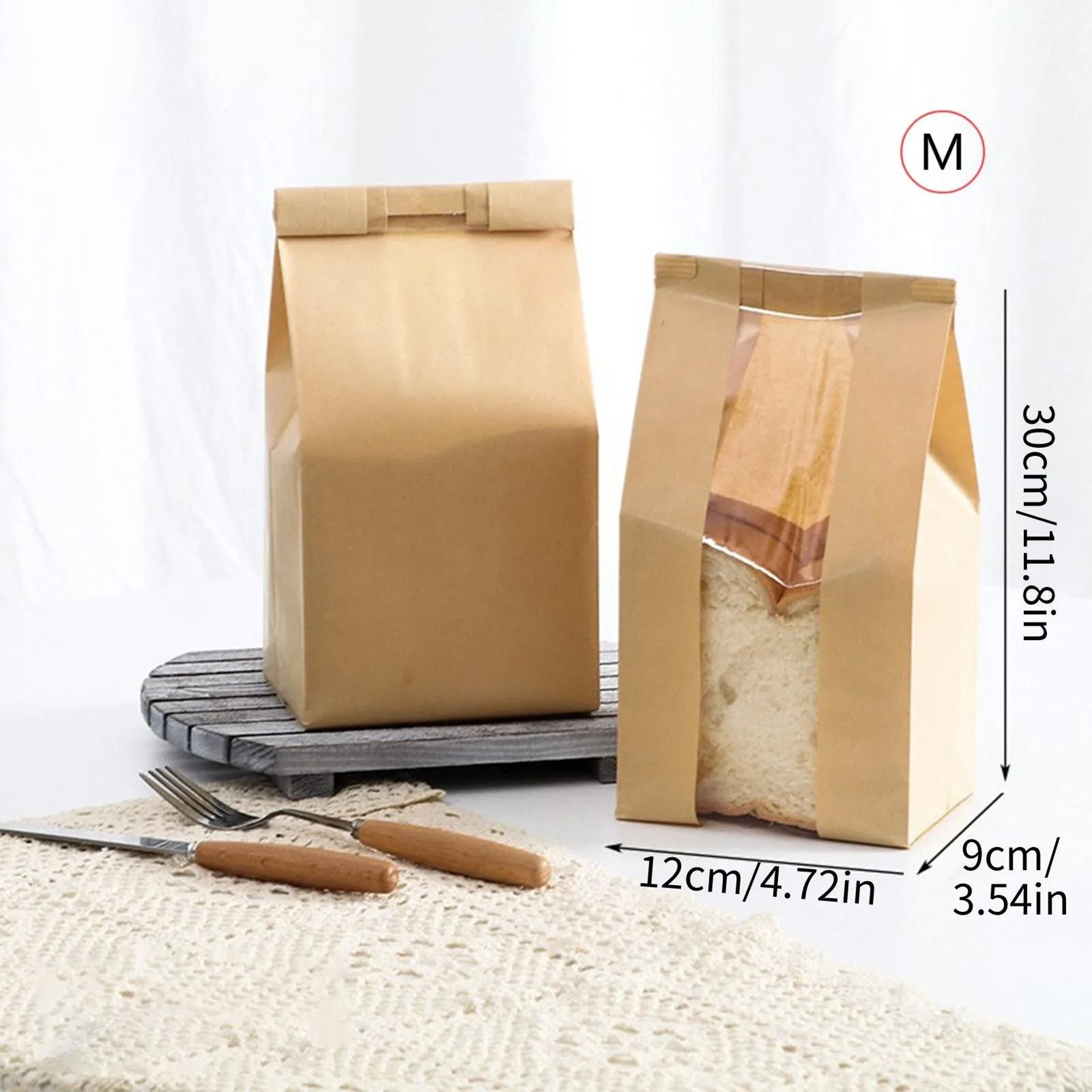 Kraft Paper Bread Packaging Bags With Transparent Window 50Pack 4
