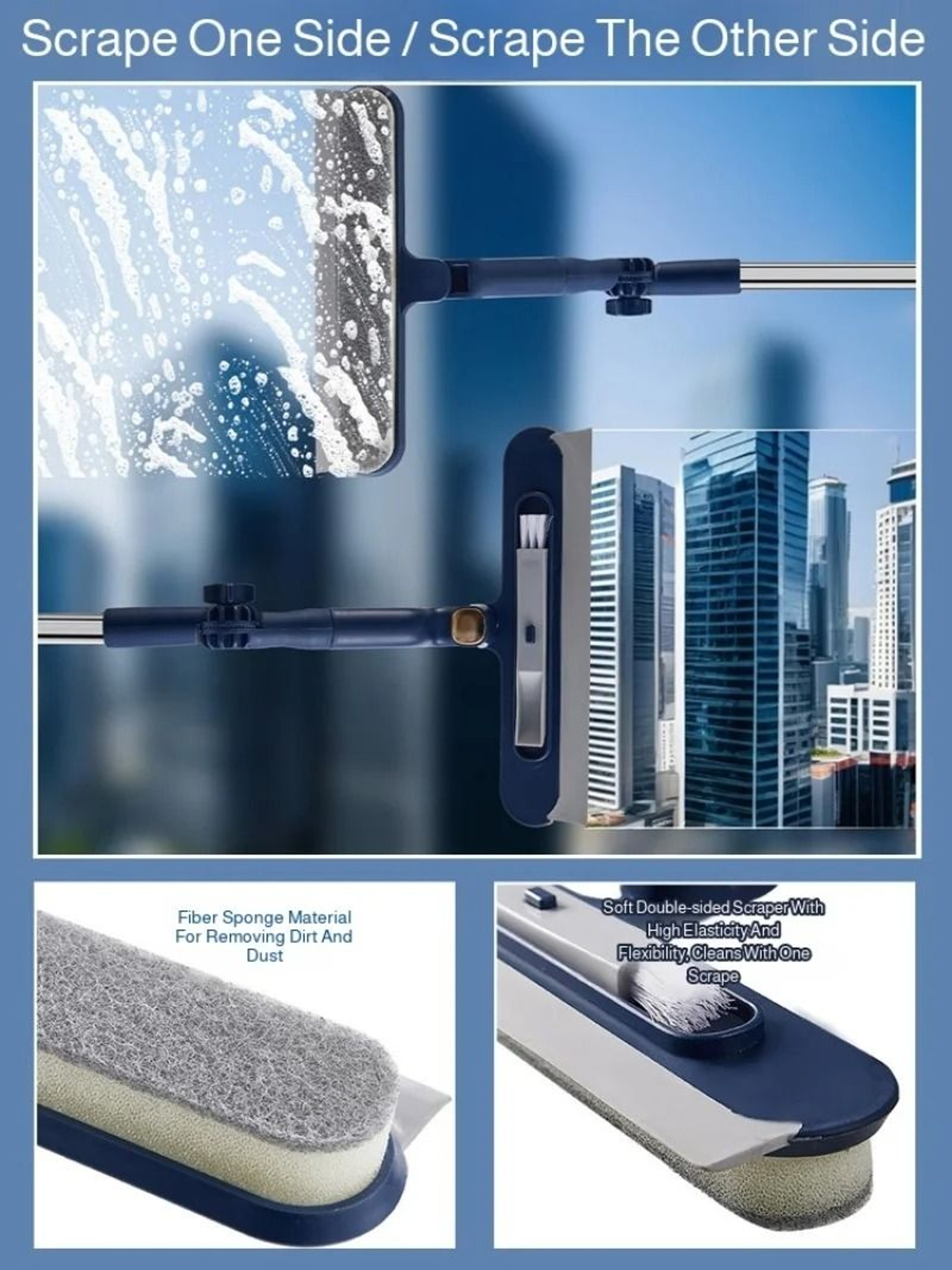 2in1 Telescopic HighRise Window  Glass Cleaner 1