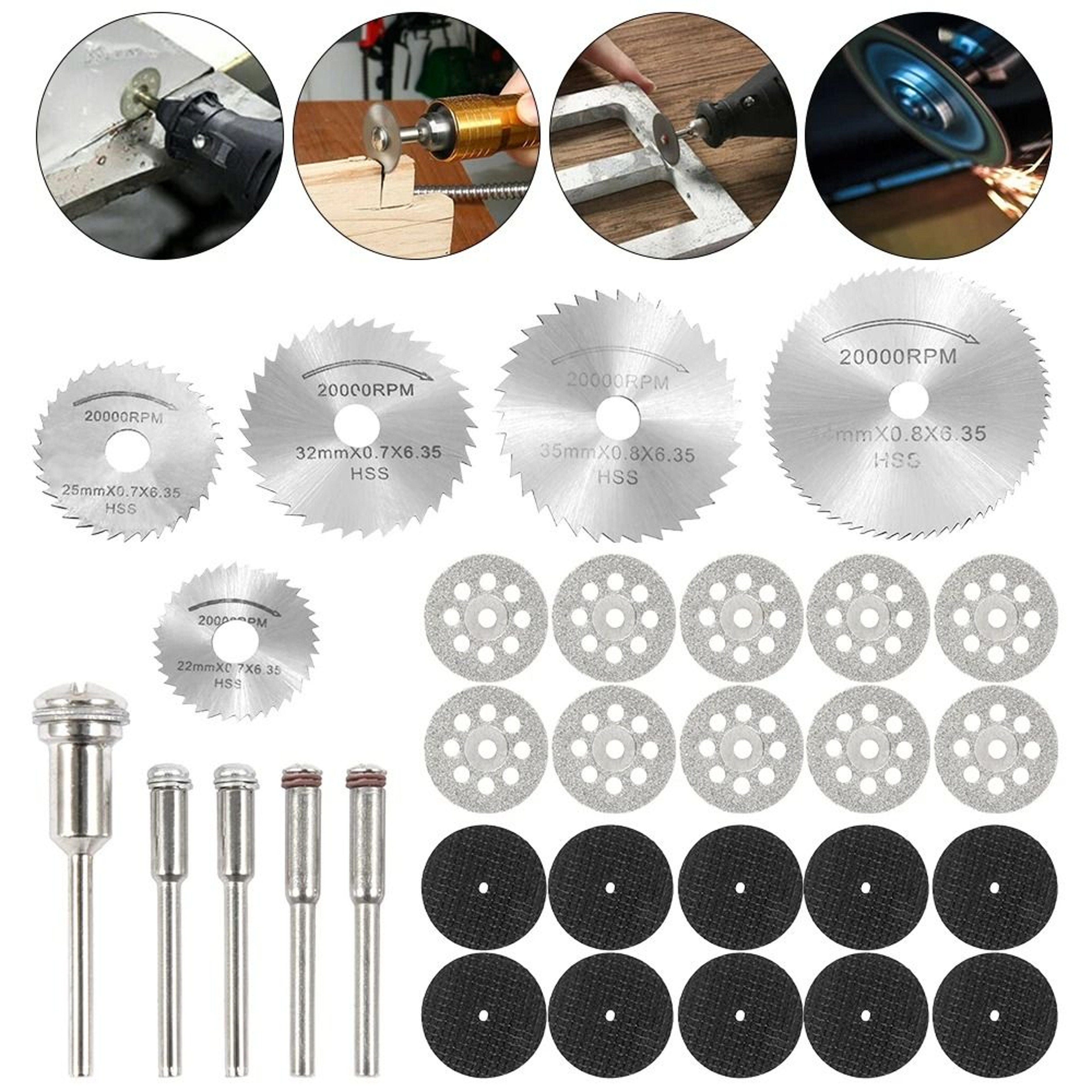 Rotary Tool Mini Circular Saw Blade  Cutting Disc Set 6 To 32Piece 3