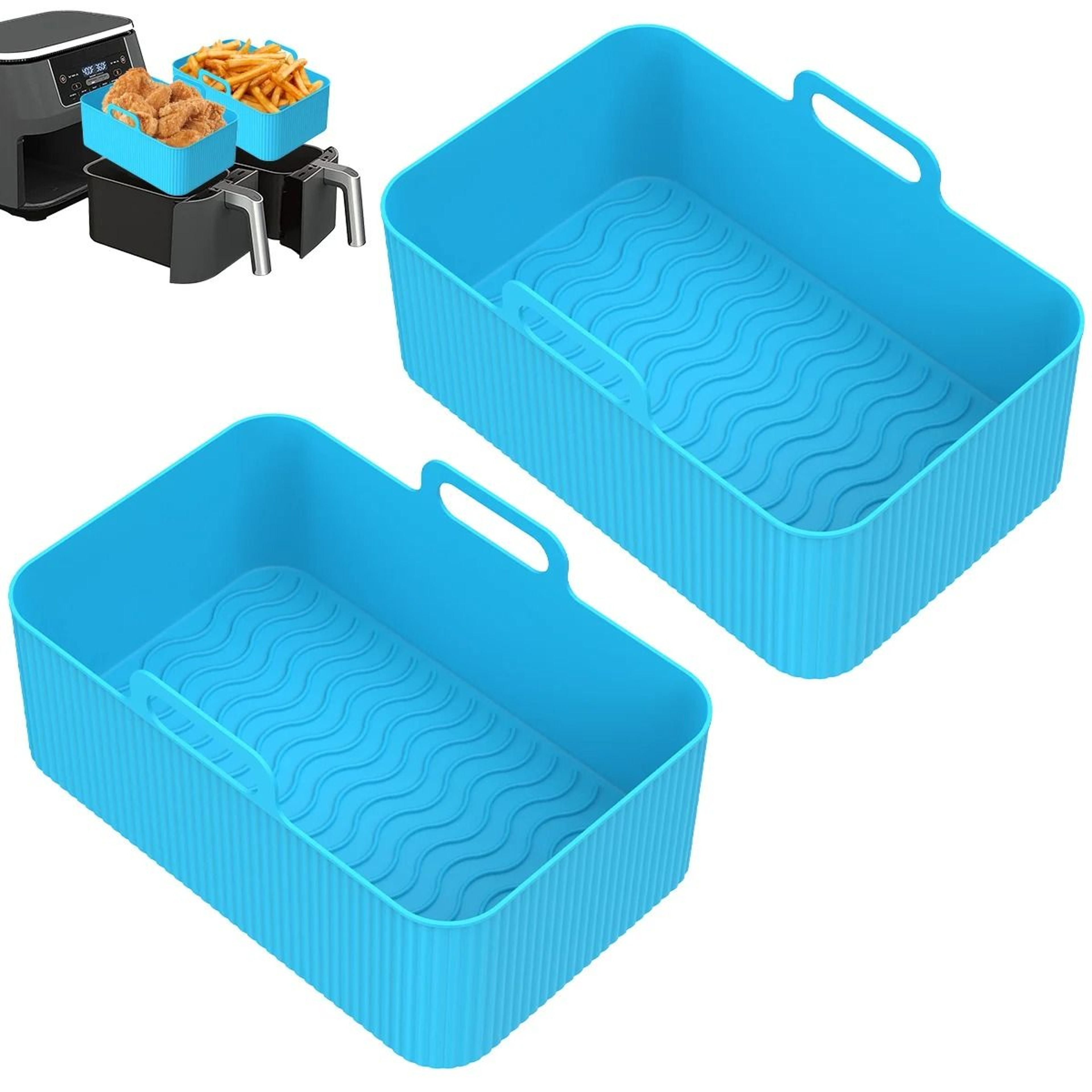 2Piece Rectangular Air Fryer Silicone Liners  Baking Pans 8