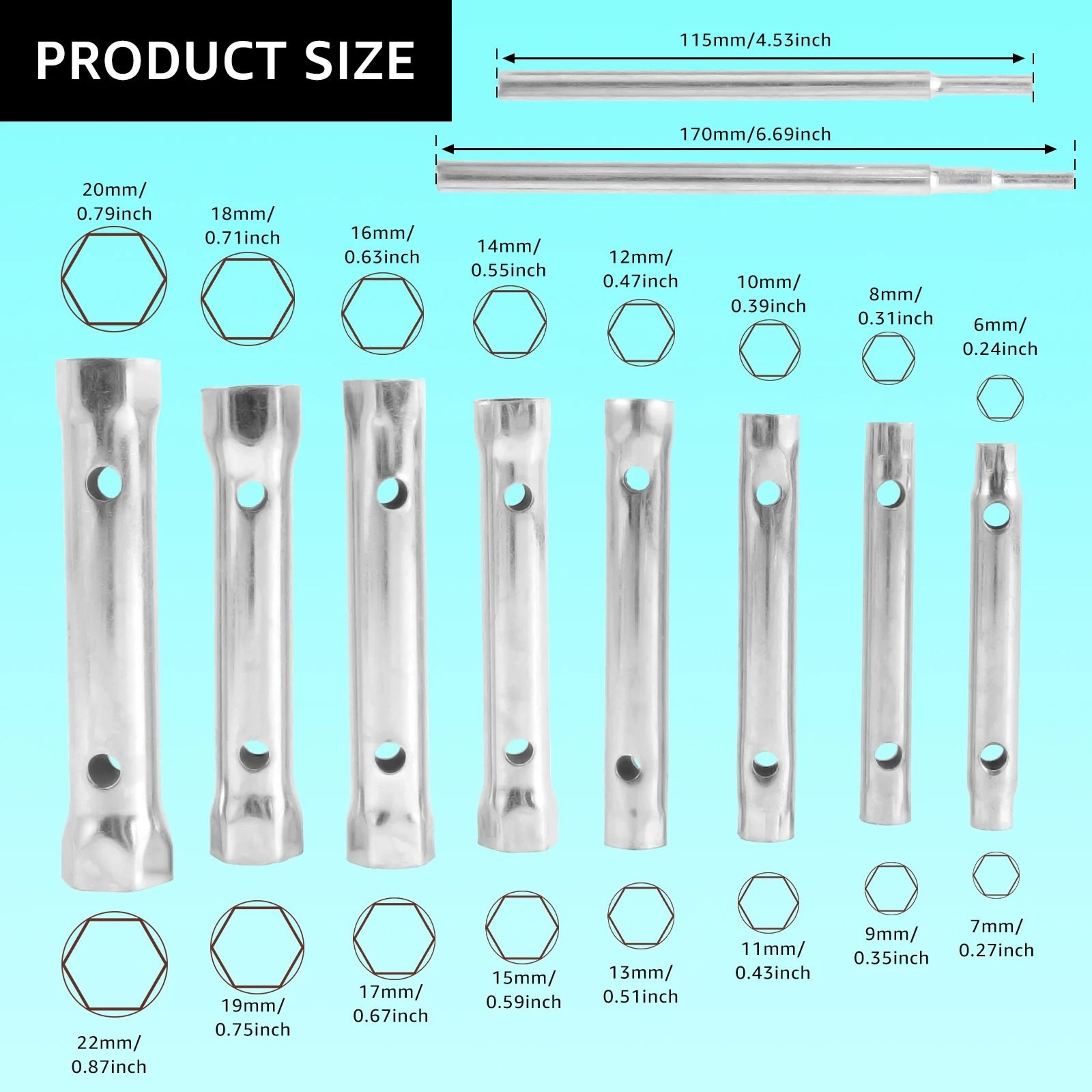 10Piece DoubleEnded Tubular Shower Valve Socket Wrench Set 1