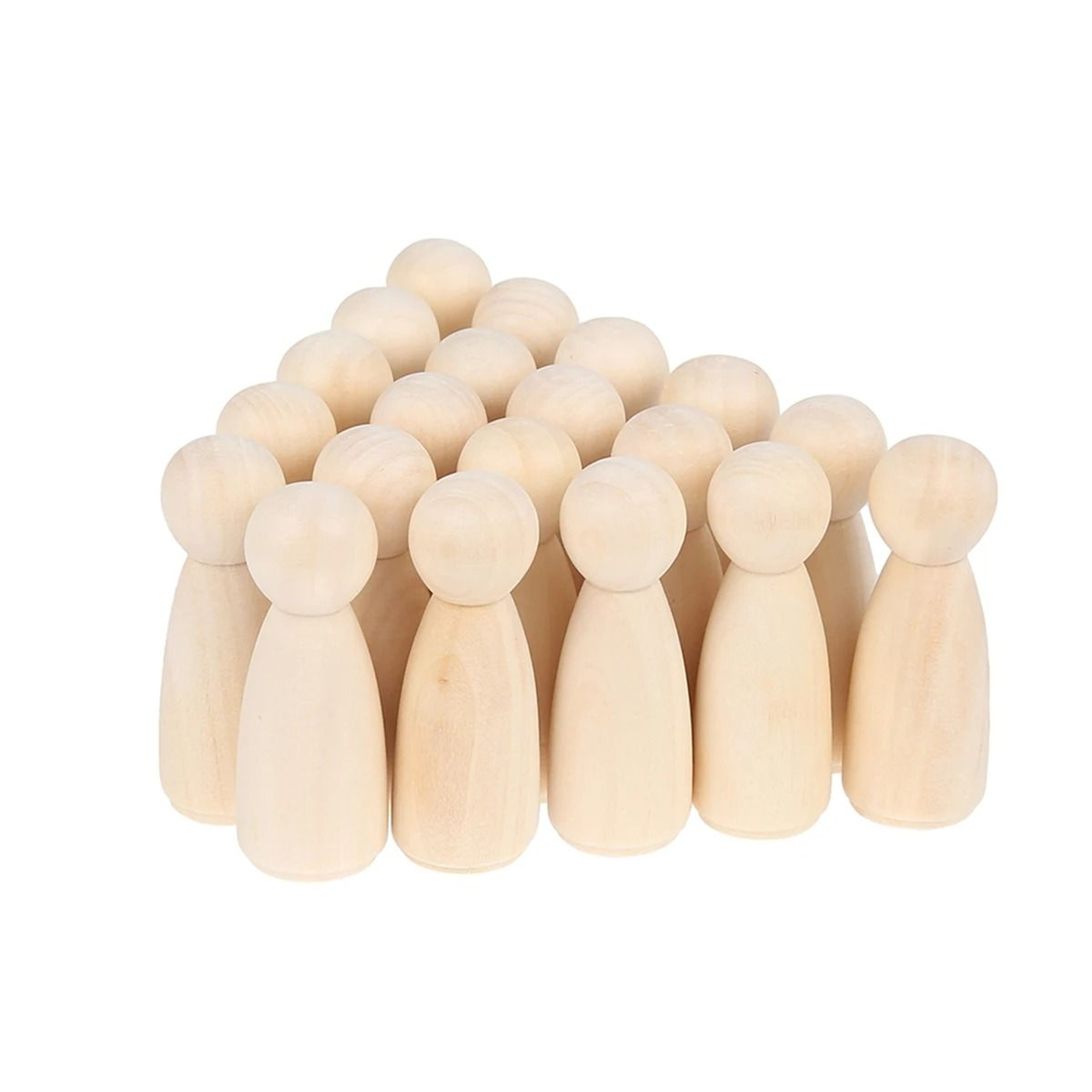 20Pack Unfinished Natural Wooden Peg Dolls Assortment 6