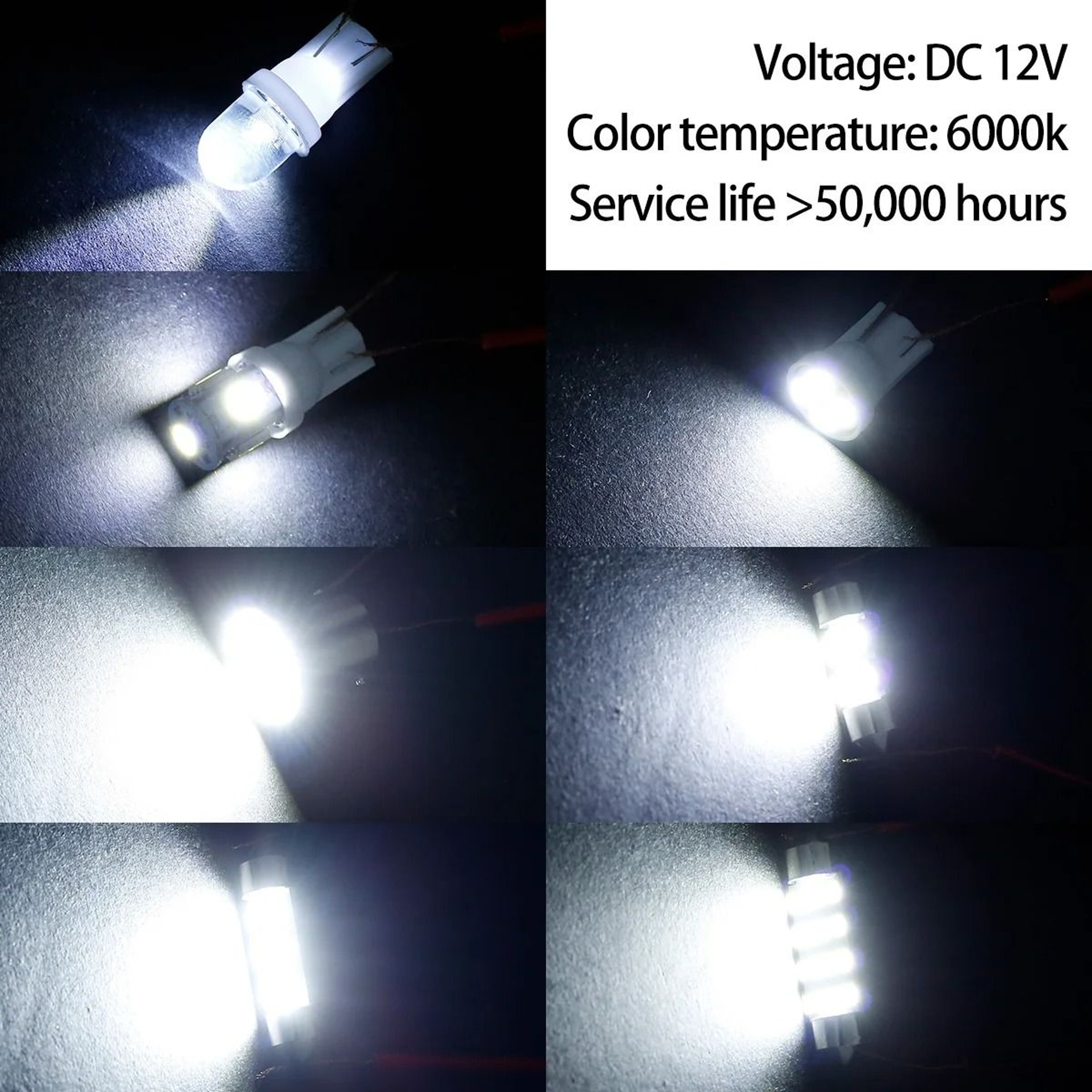 42Piece Xenon White LED Car Interior Light Bulbs Kit 6000K T10 SMD 3