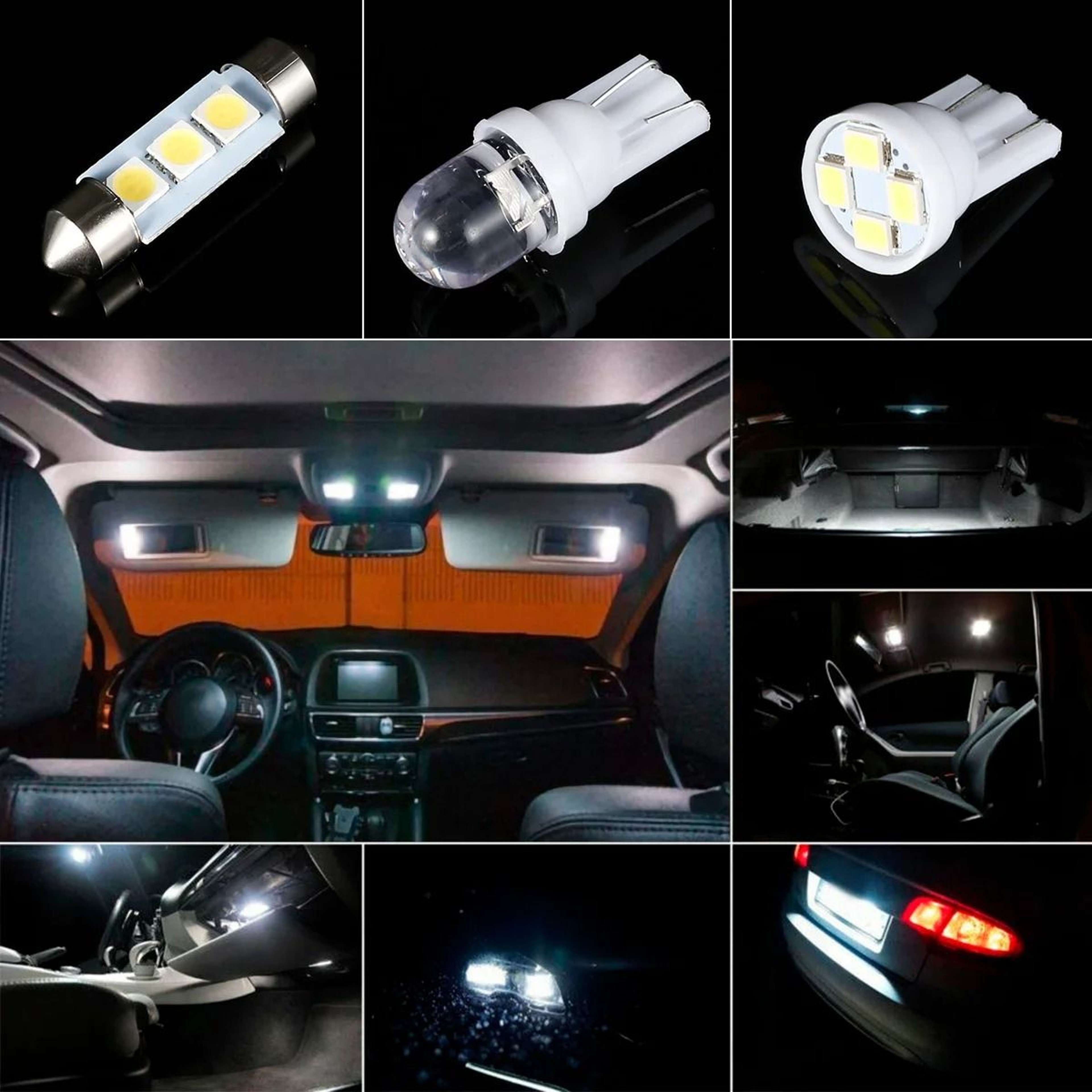 42Piece Xenon White LED Car Interior Light Bulbs Kit 6000K T10 SMD 5