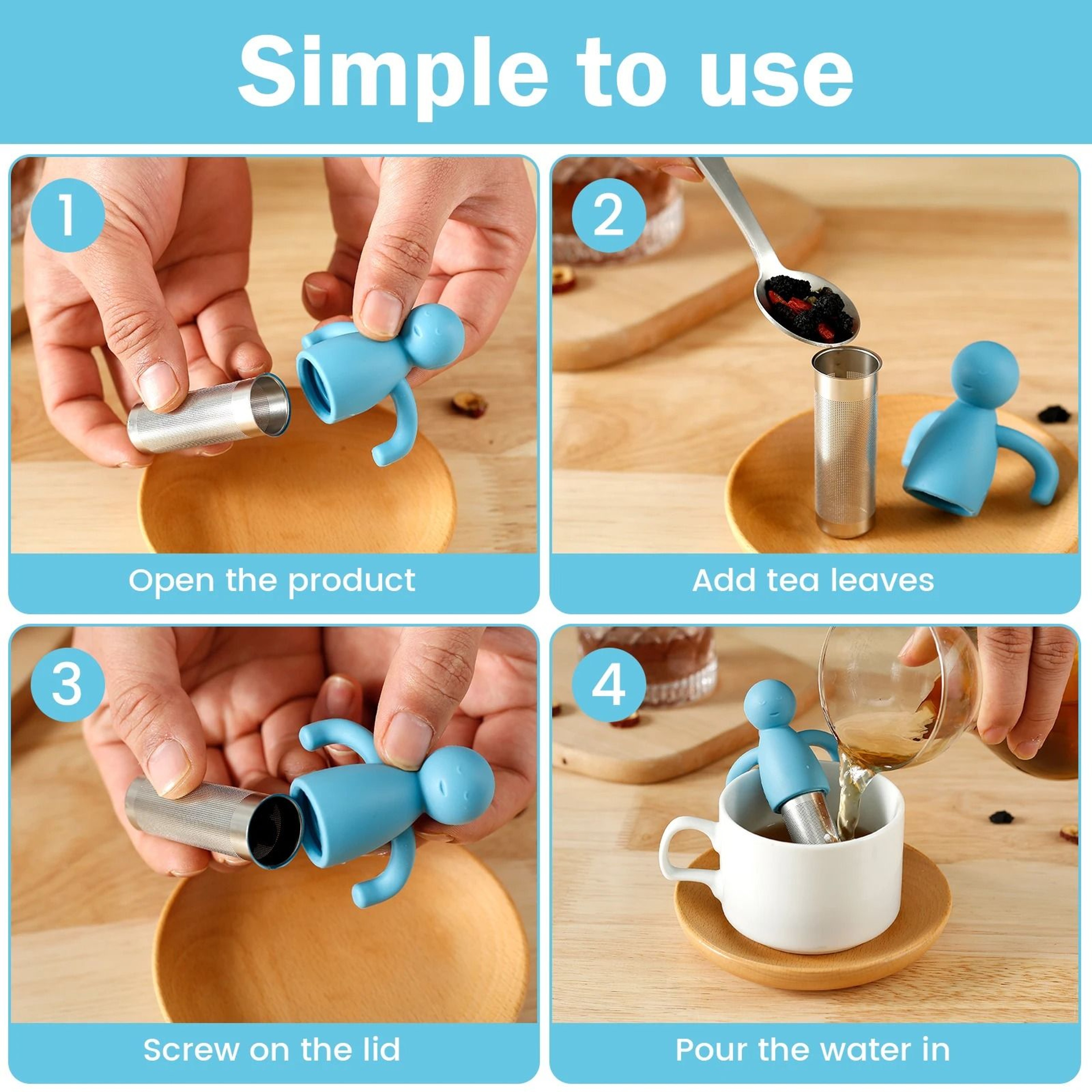 4Piece UltraFine Mesh Stainless Steel Tea Infuser Set 3