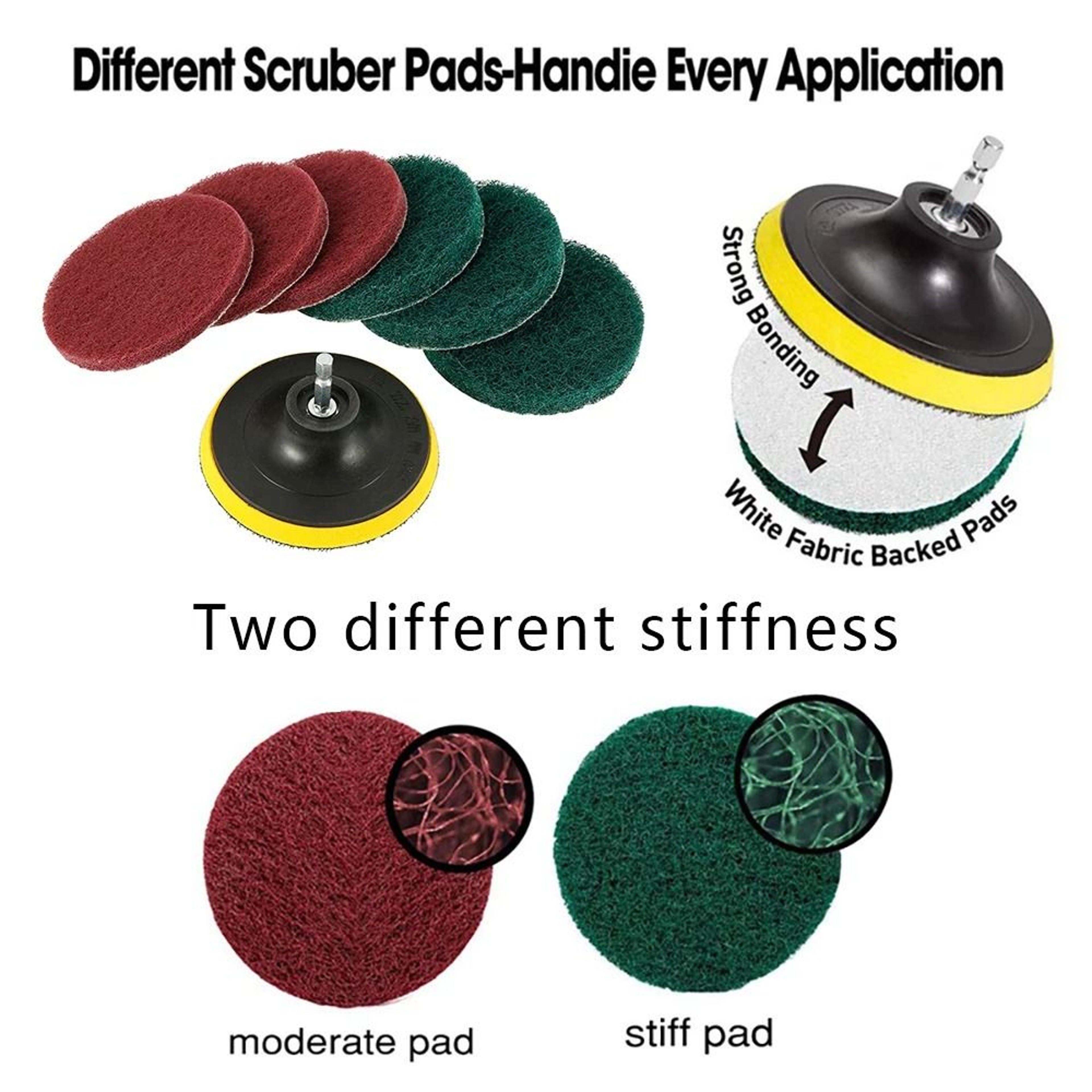 8Piece 4Inch Electric Drill Brush  Scrub Pads Cleaning Kit 2