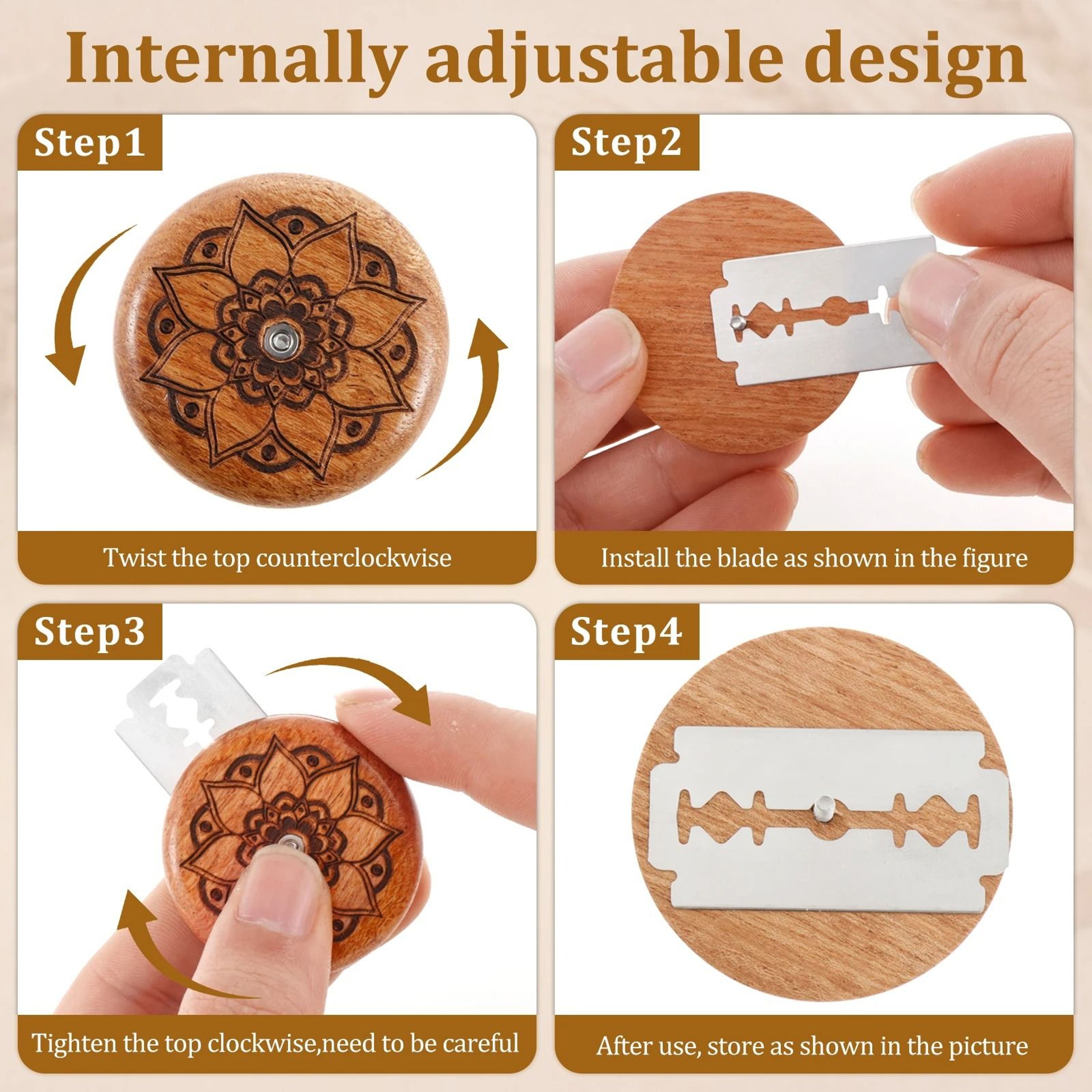 Premium Round Wooden Bread Lame Dough Scoring Tool 2