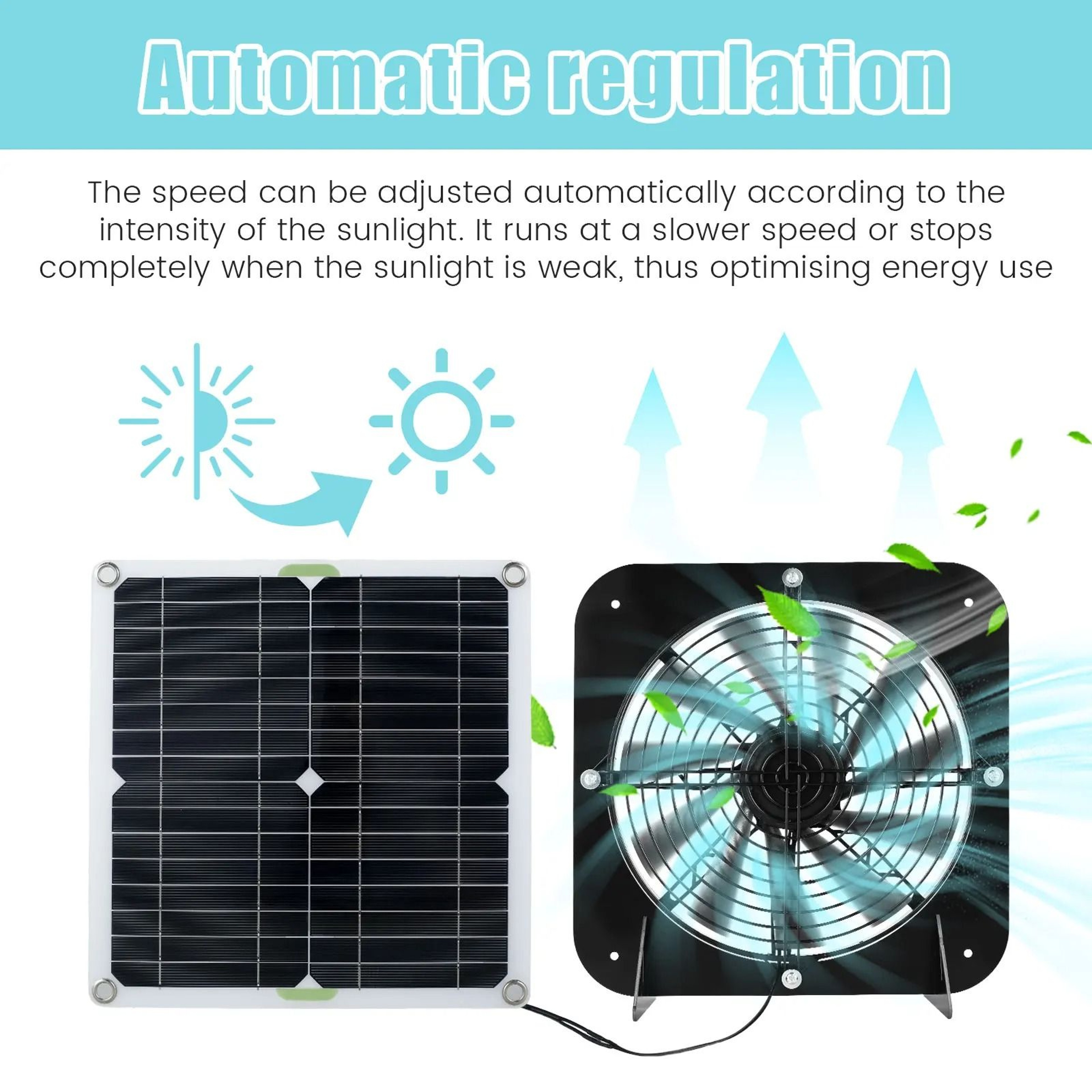100W Waterproof Solar Powered Exhaust Fan Kit 4
