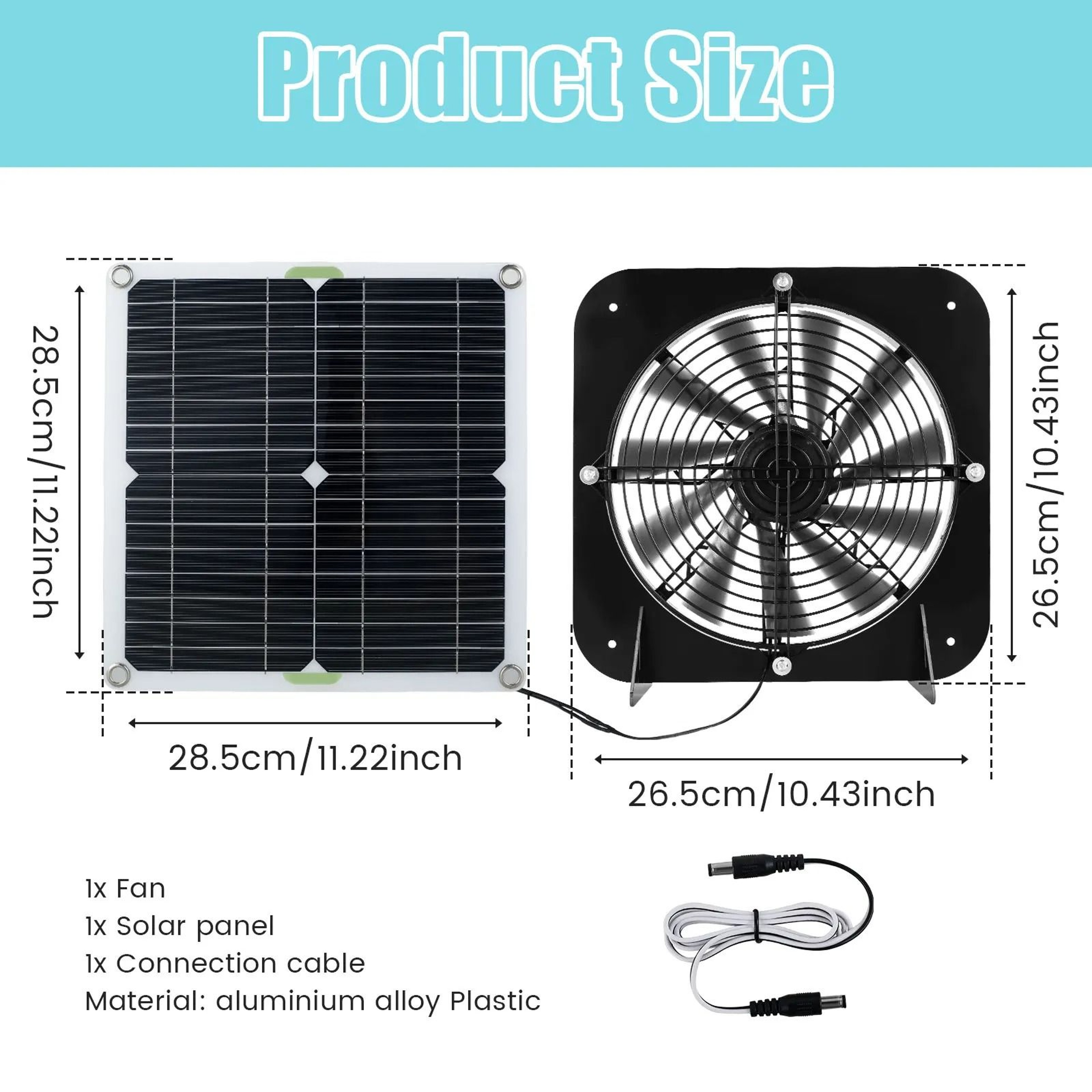 100W Waterproof Solar Powered Exhaust Fan Kit 5