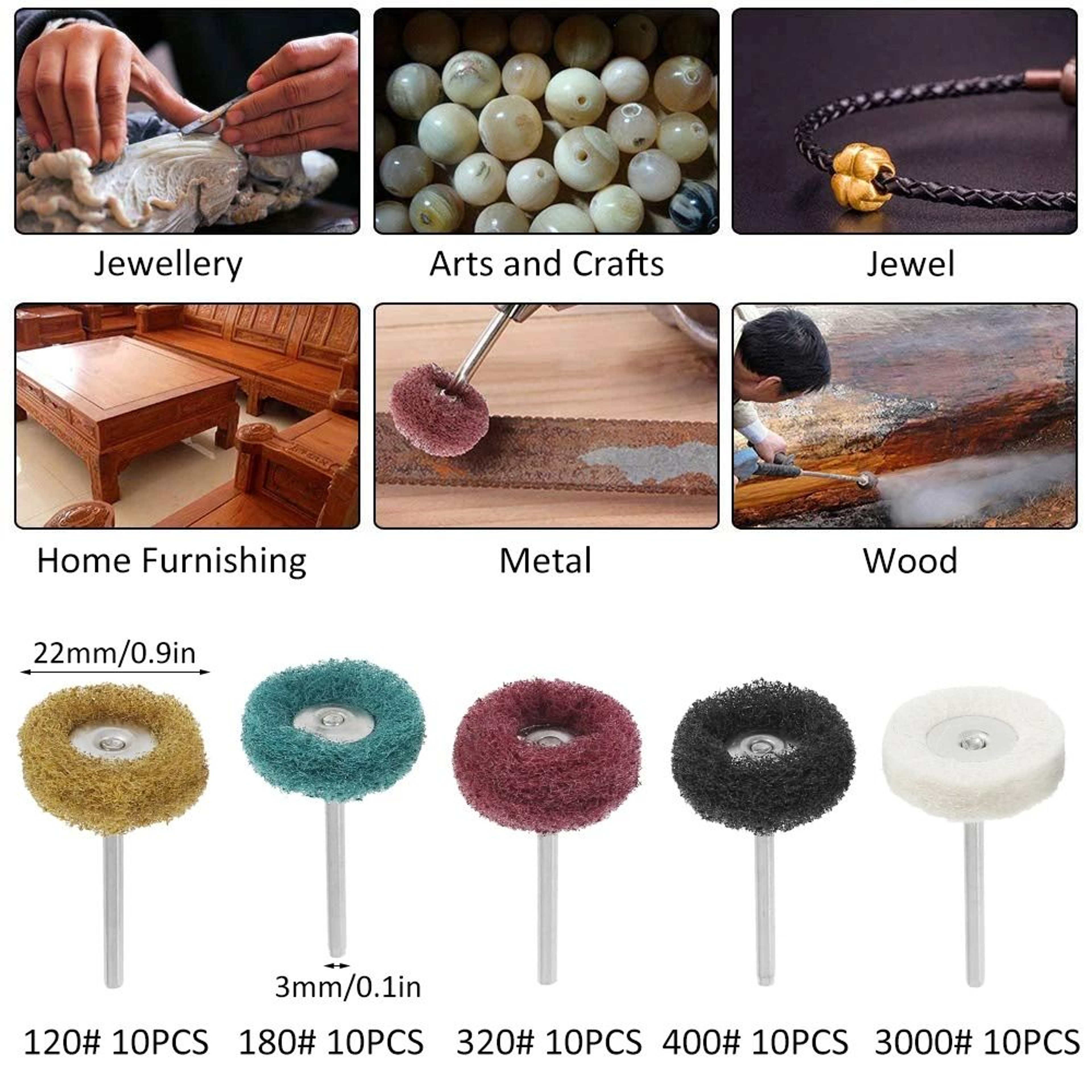 50Piece Nylon Abrasive Scouring Pad Buffing Wheel Set 3