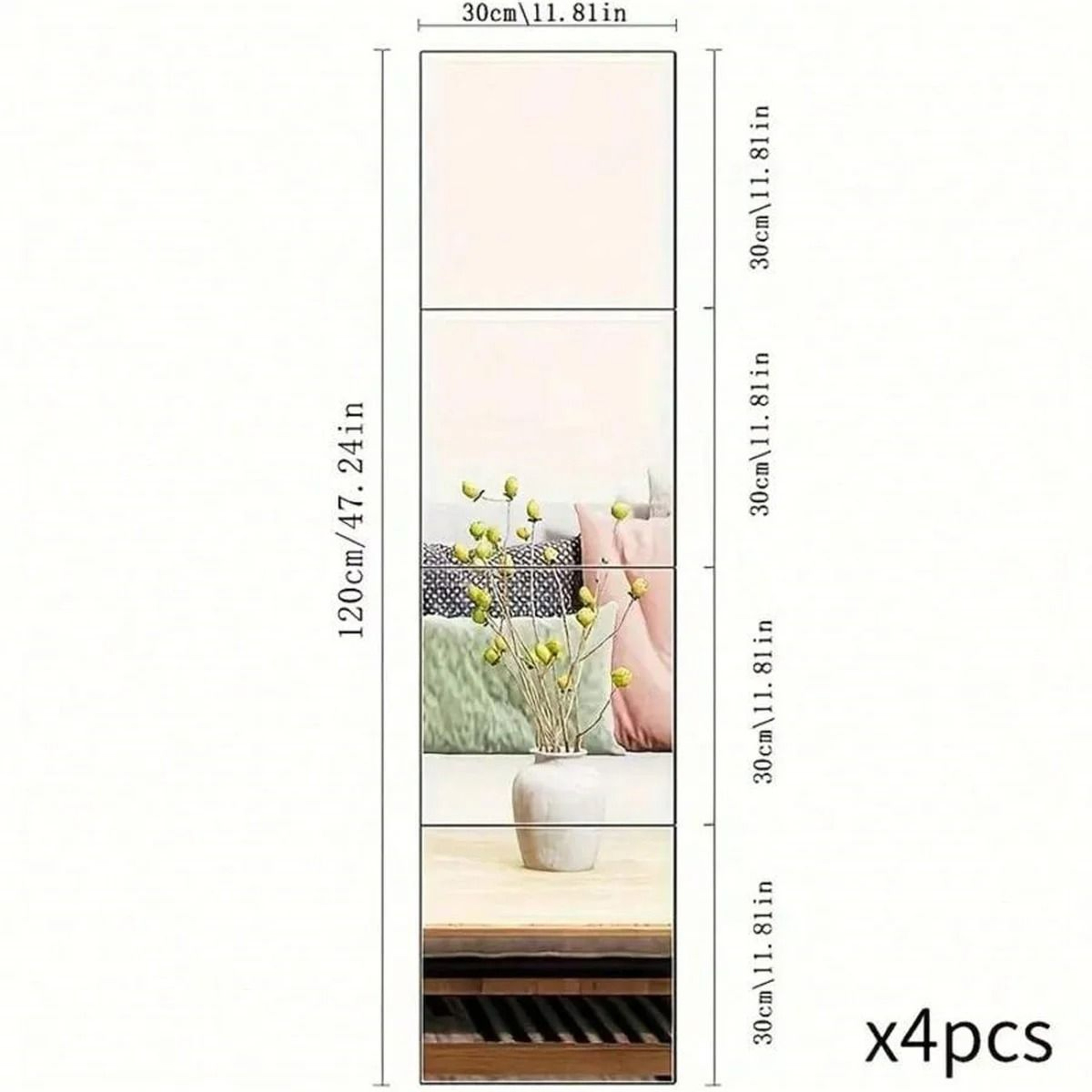 Self Adhesive Acrylic Mirror Wall Stickers Set 6