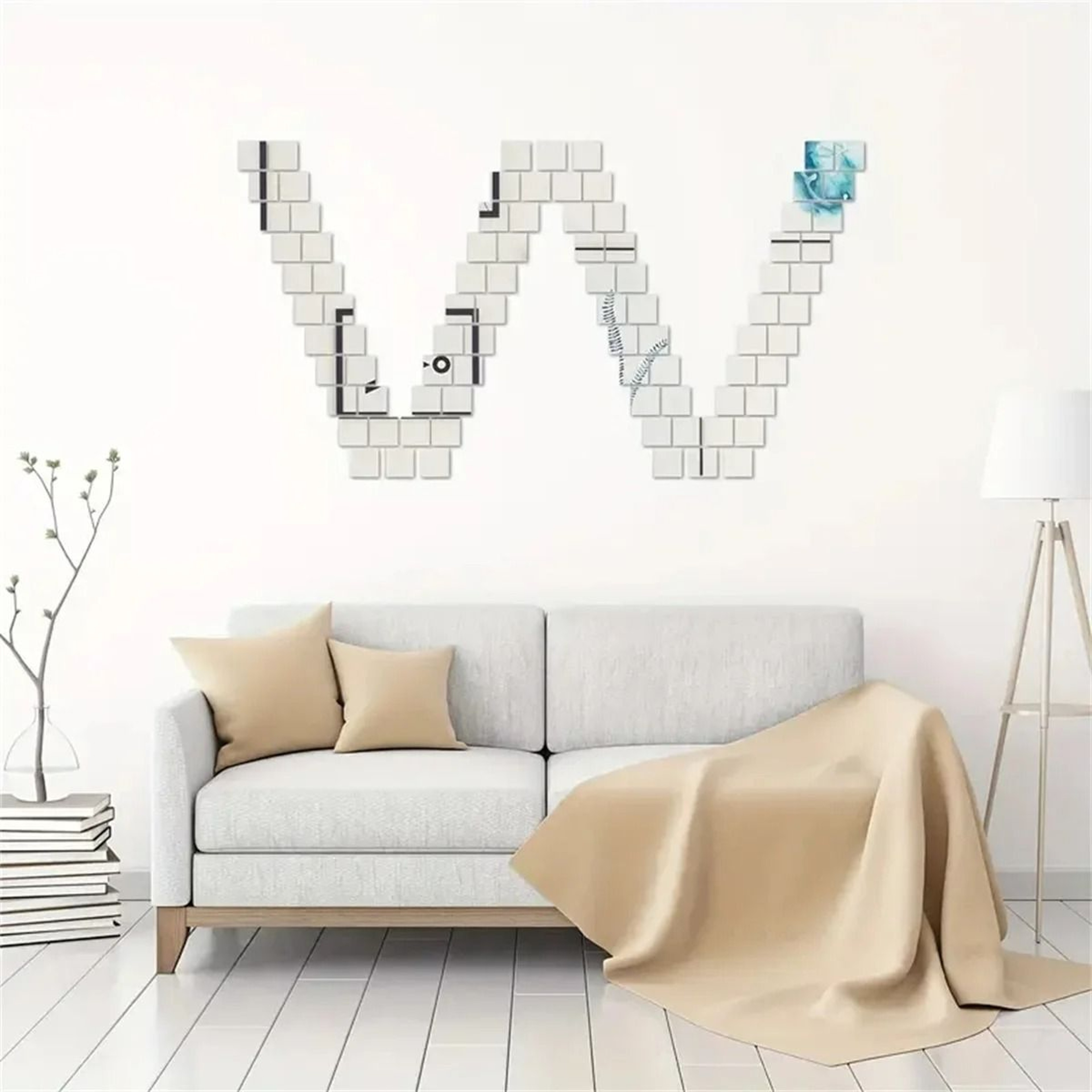 Square Glass Mirror Mosaic Tiles Set 2