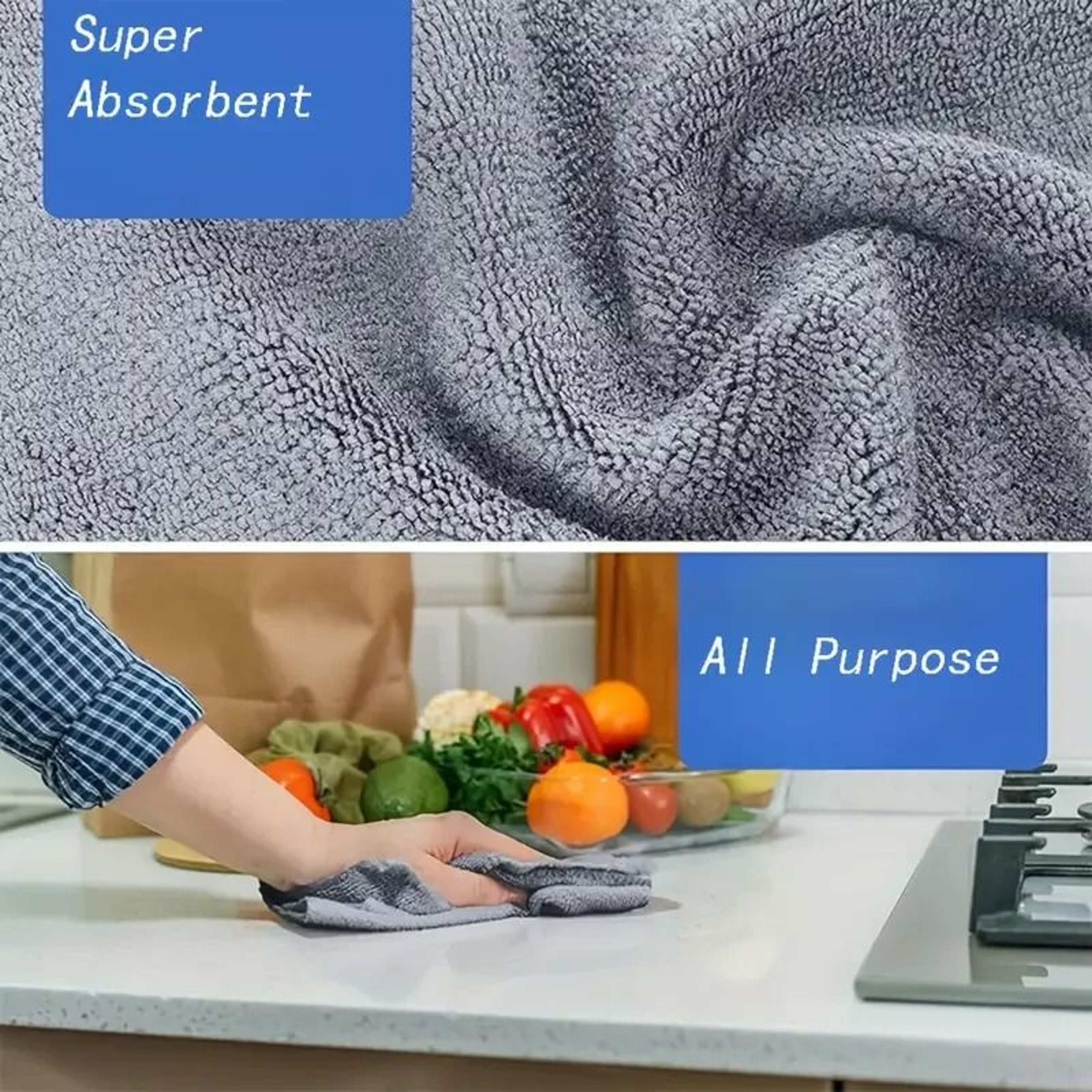 Gray Bamboo Charcoal Thickened Absorbent Dishcloth Fleet 5