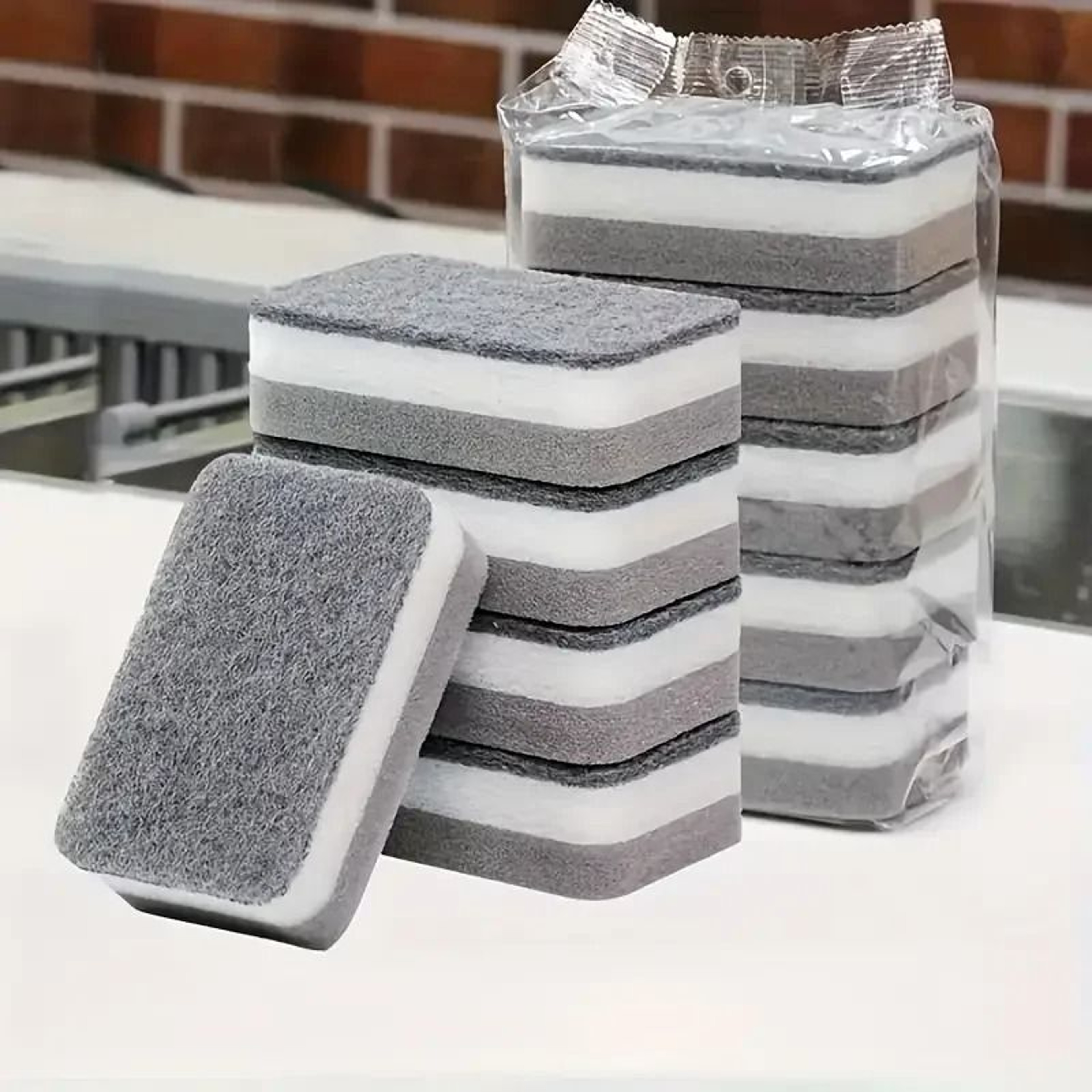 DoubleSided Absorbent Kitchen Scouring Sponges 6