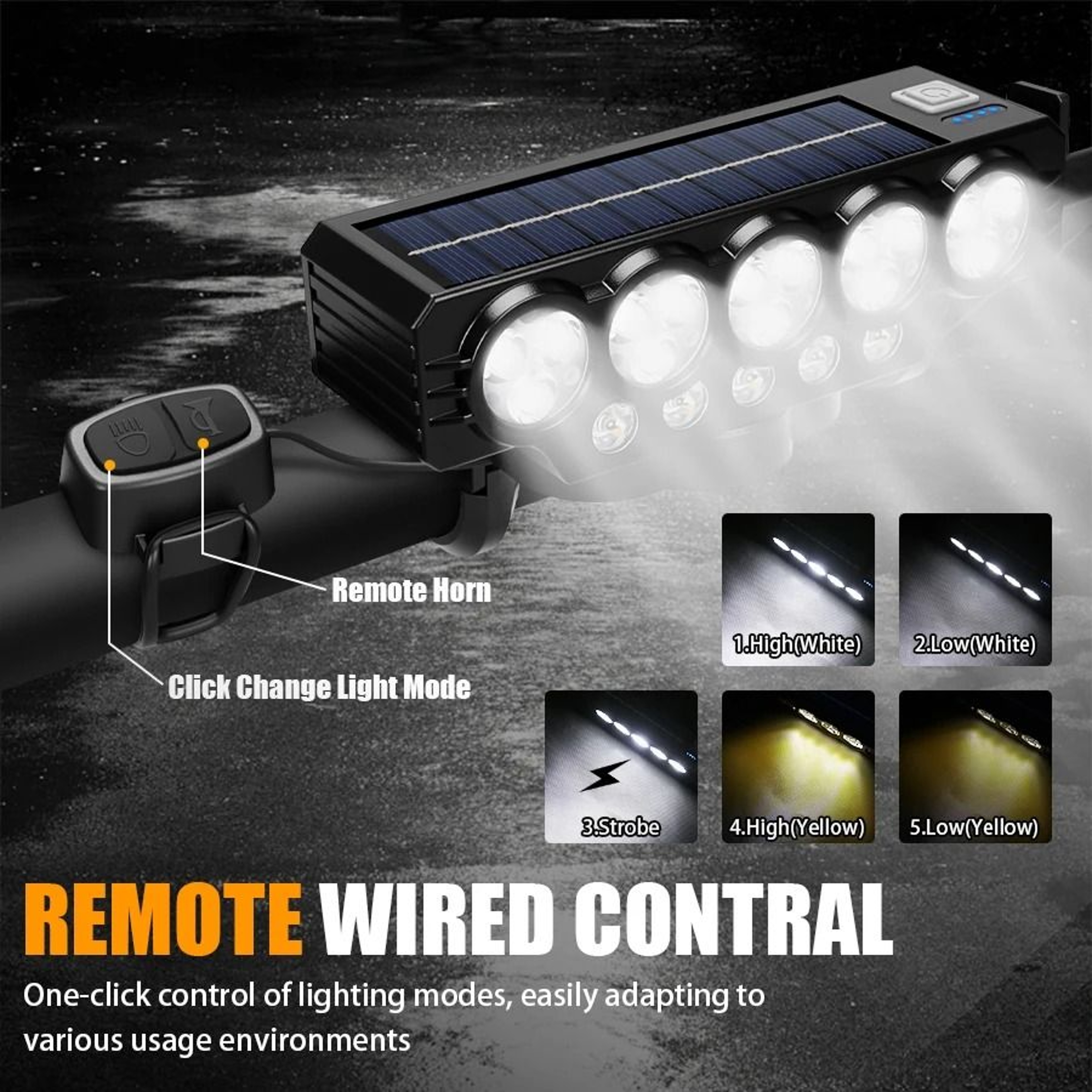 SolarPowered LED Bicycle Headlight With Integrated Electronic Horn 5