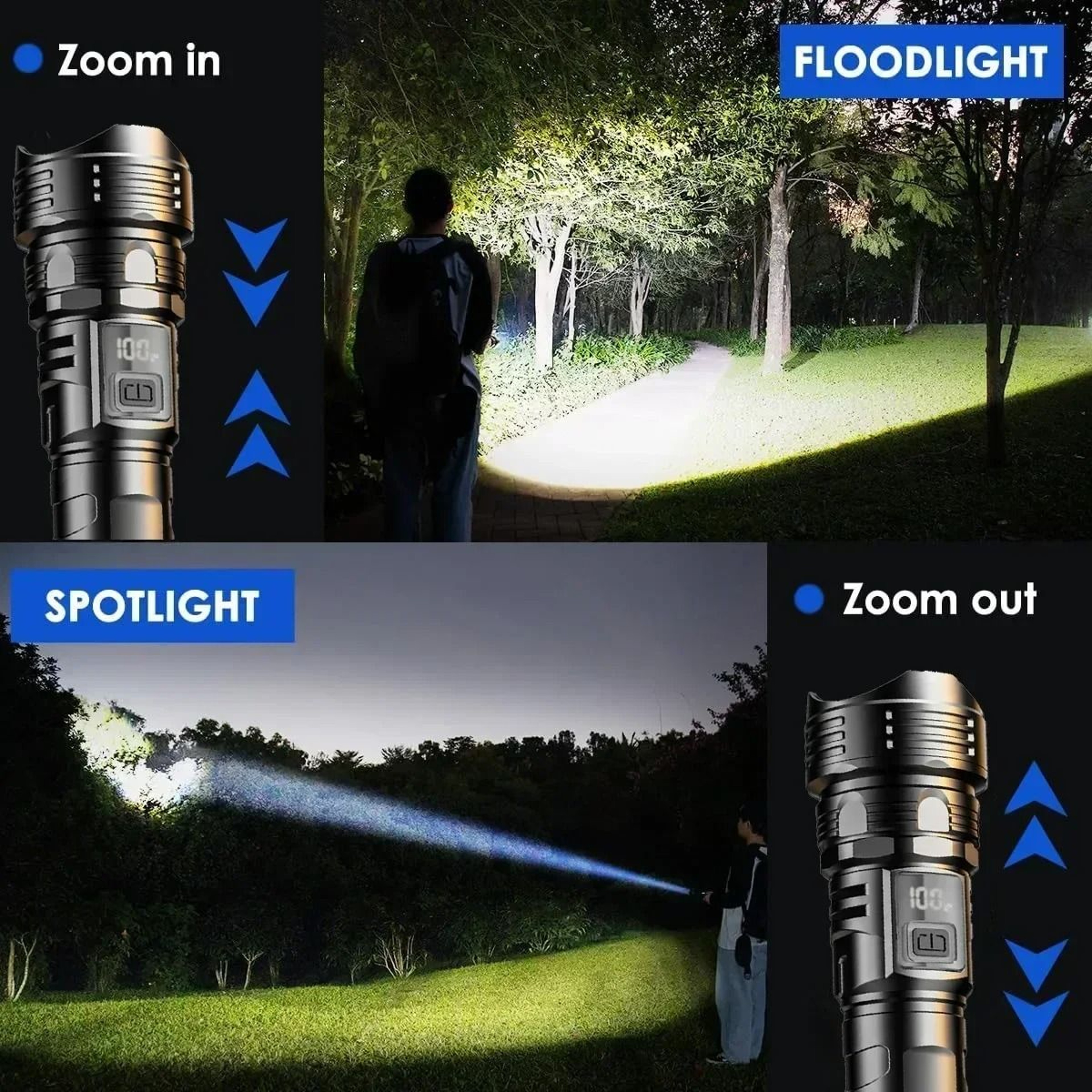 HighPower Rechargeable Telescopic Zoom Tactical Flashlight 2