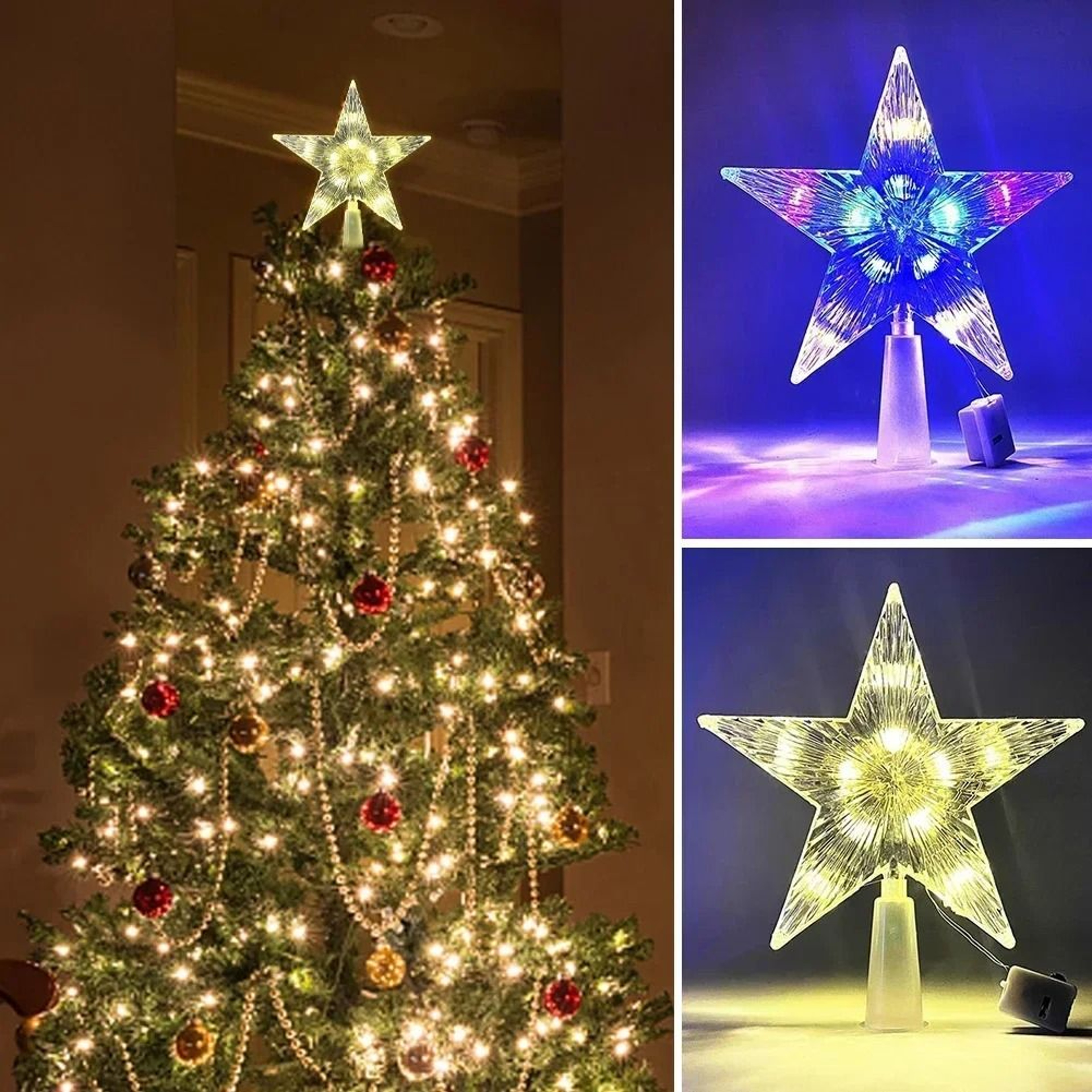 Illuminated Christmas Tree Topper Star Lights 1