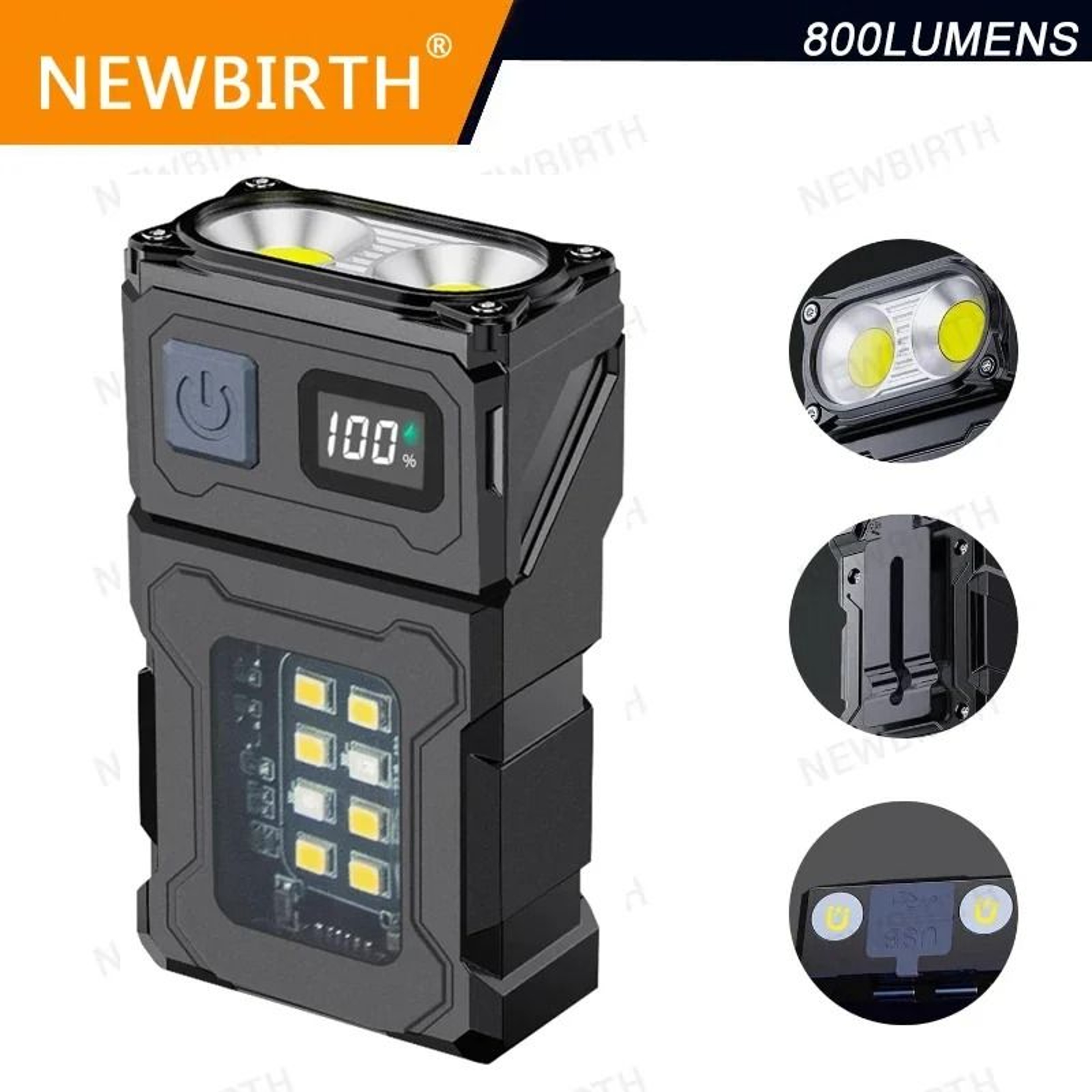 800LM Mini LED ClipOn EDC Work Light 0