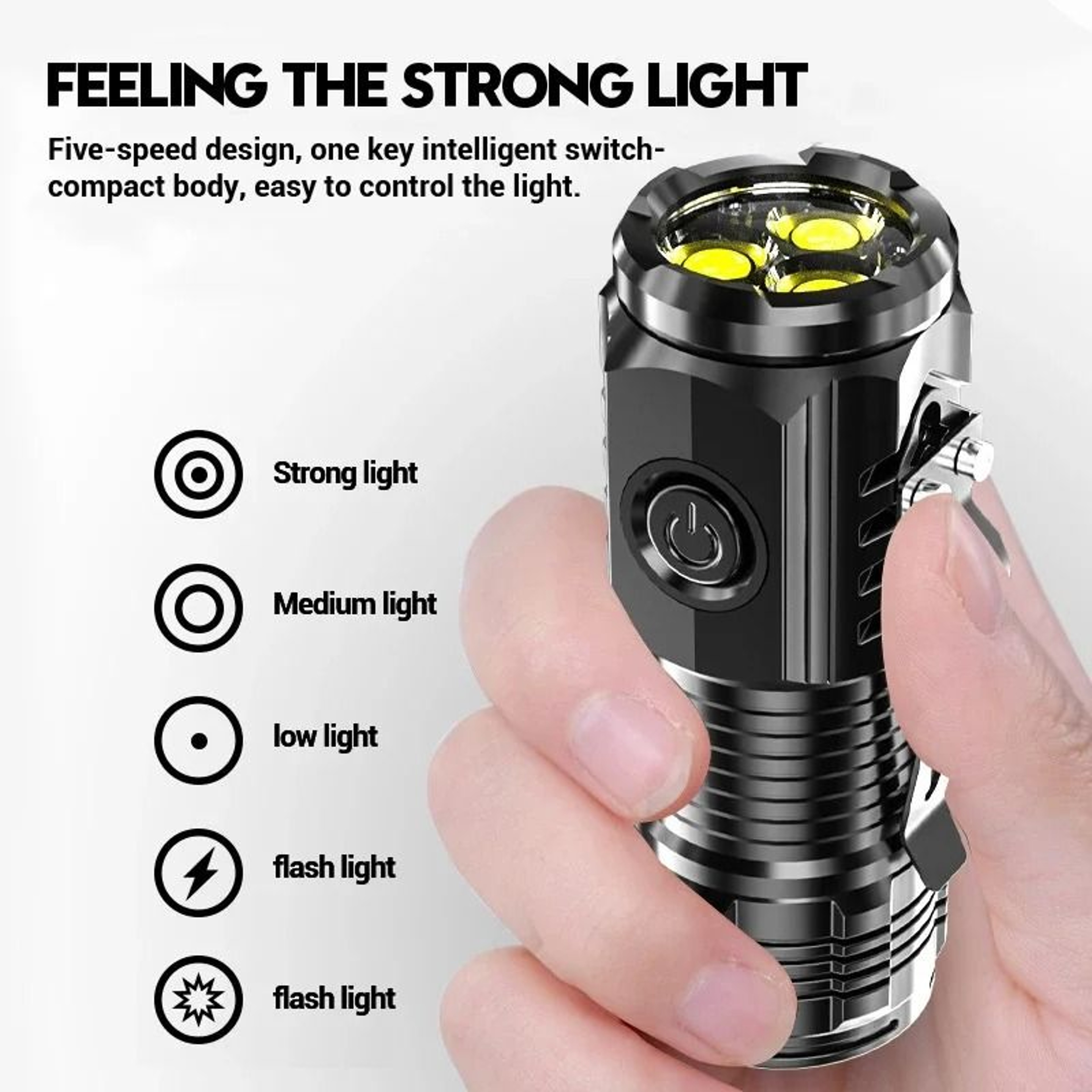 3 SST20 LED HighOutput Rechargeable Mini EDC Flashlight 4