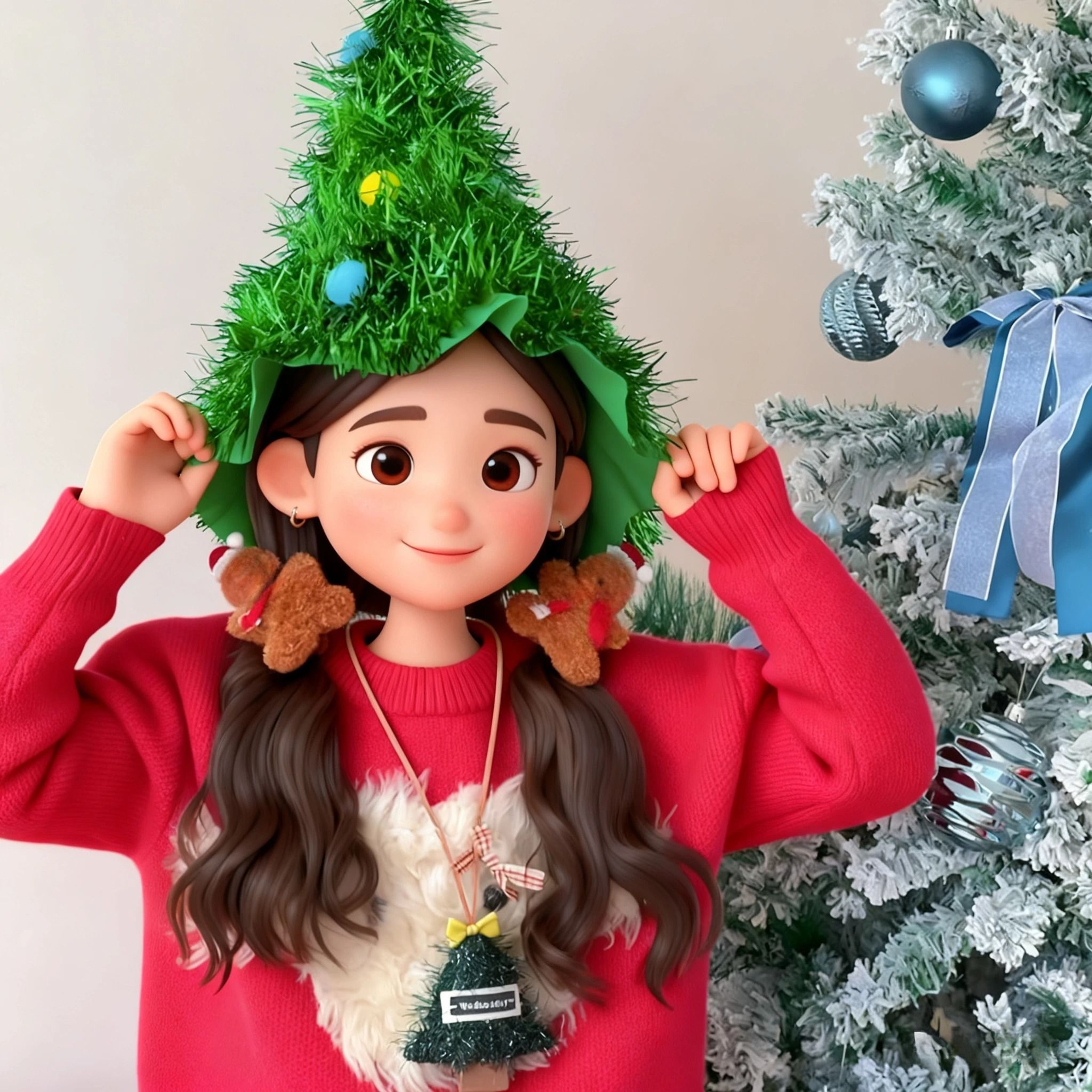 Premium Holiday Green Christmas Tree Party Hat 5