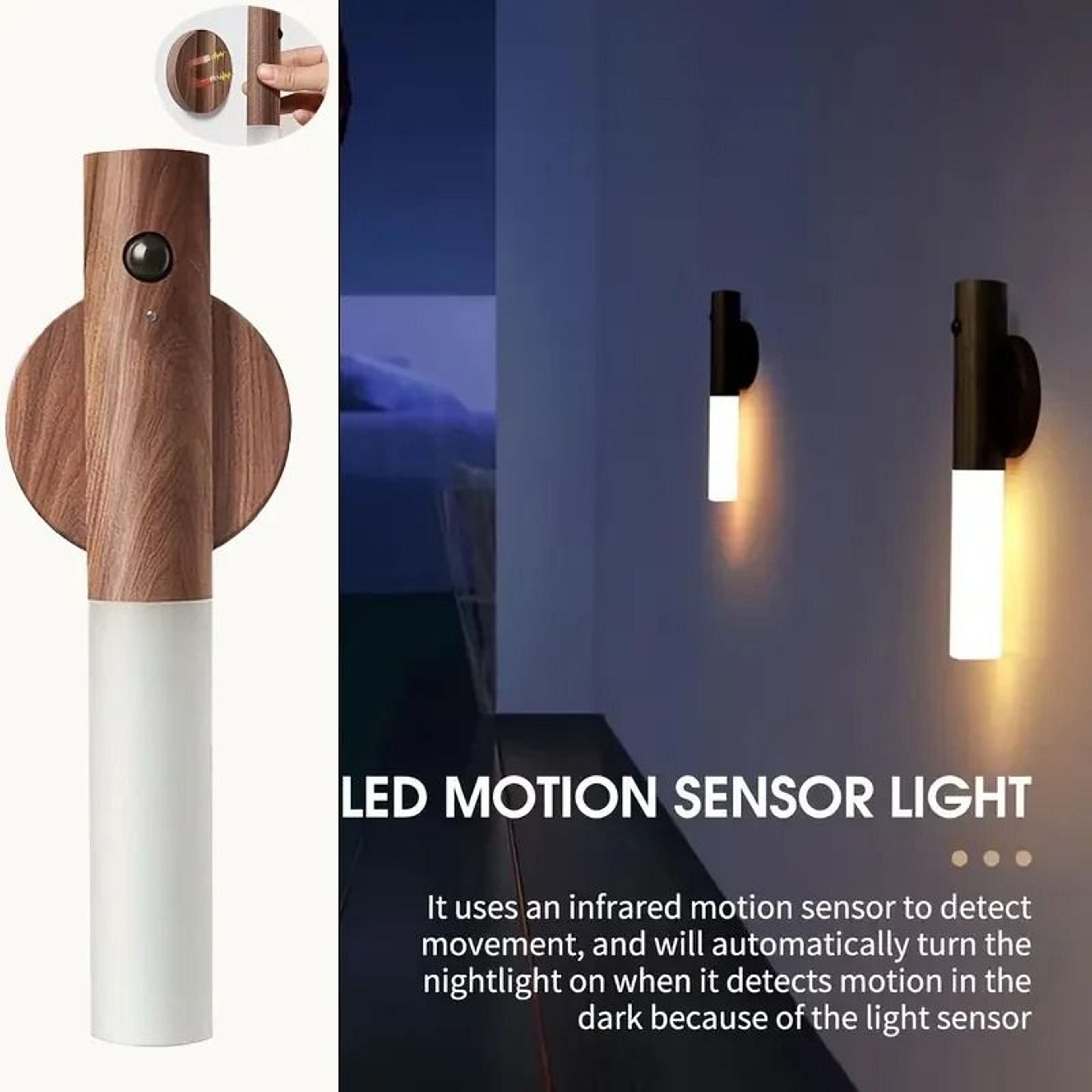 Smart Motion Sensor Rechargeable LED Night Light 0