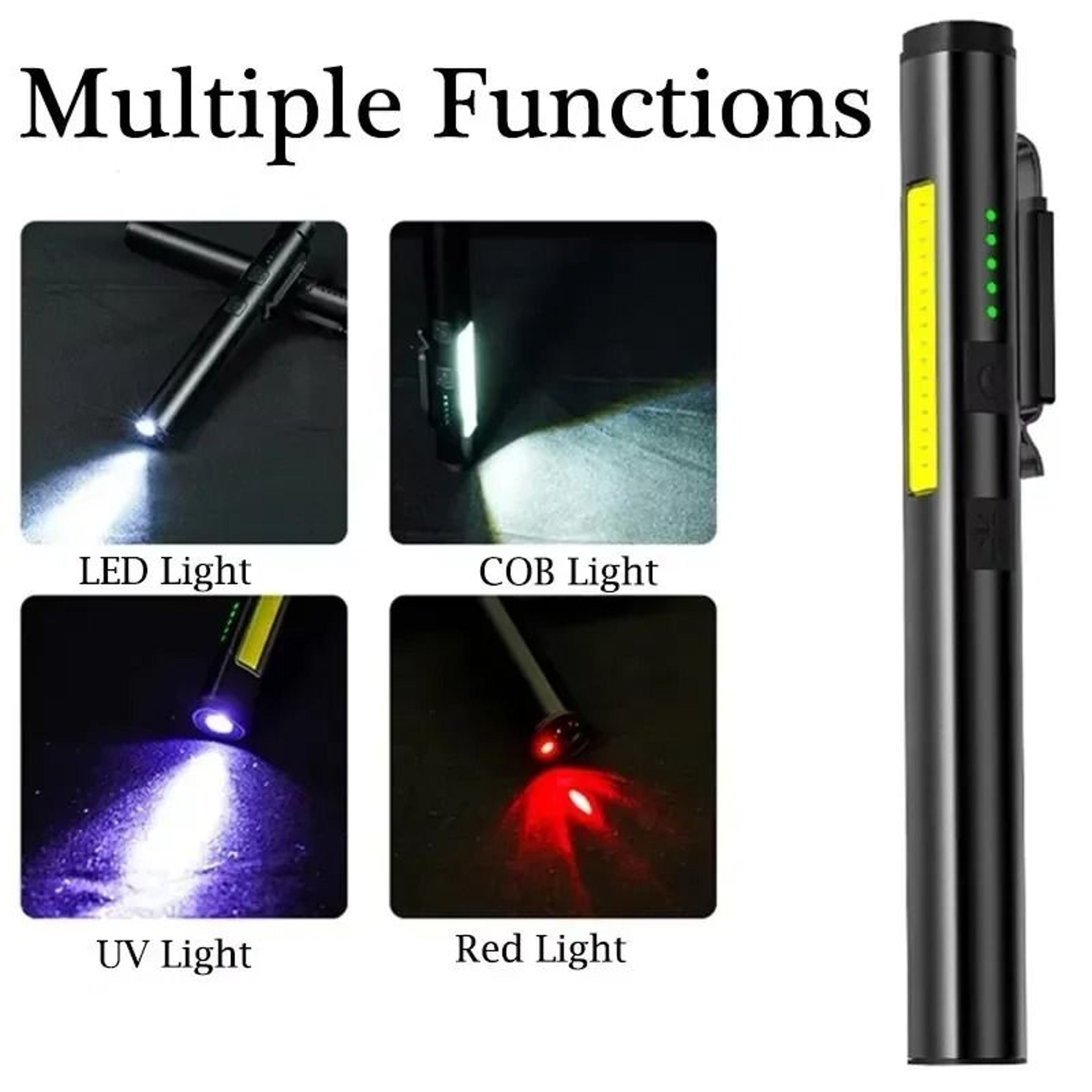 MultiFunctional 365nm UV And Tactical Pen Clip Work Flashlight 1