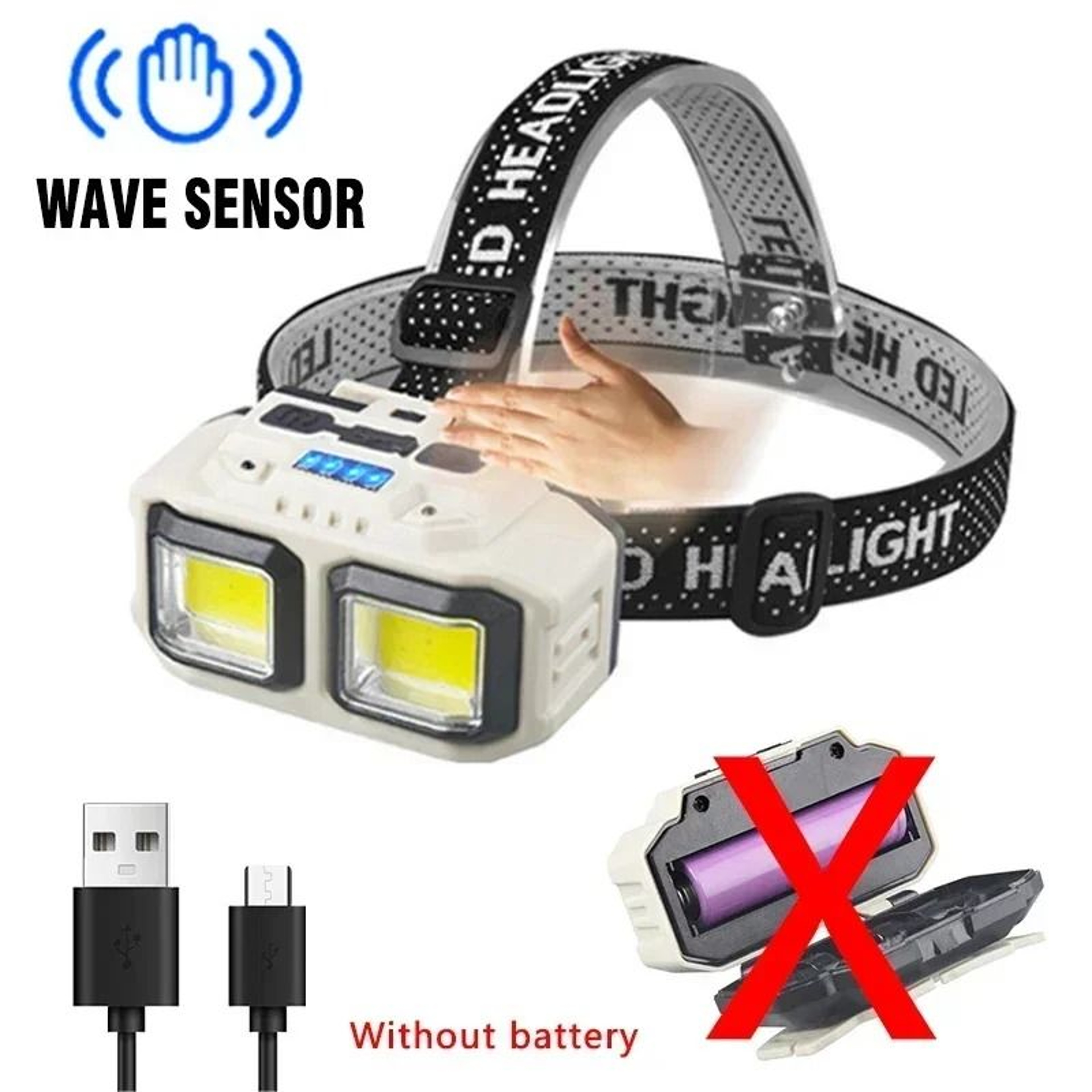 Powerful Induction COB LED Rechargeable Headlamp 7