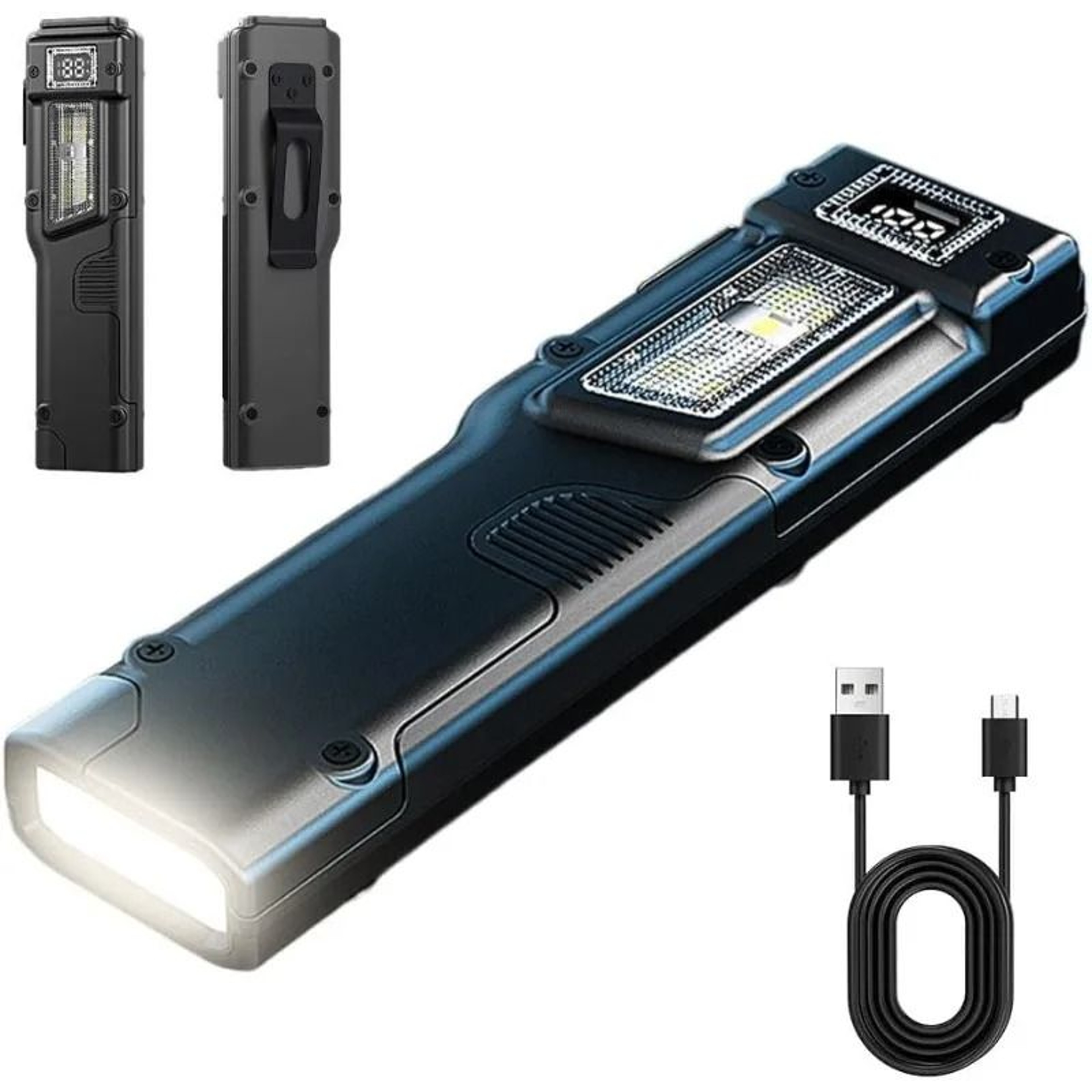 EDC Tactical Rechargeable DualSwitch LED Flashlight With Digital Display 0