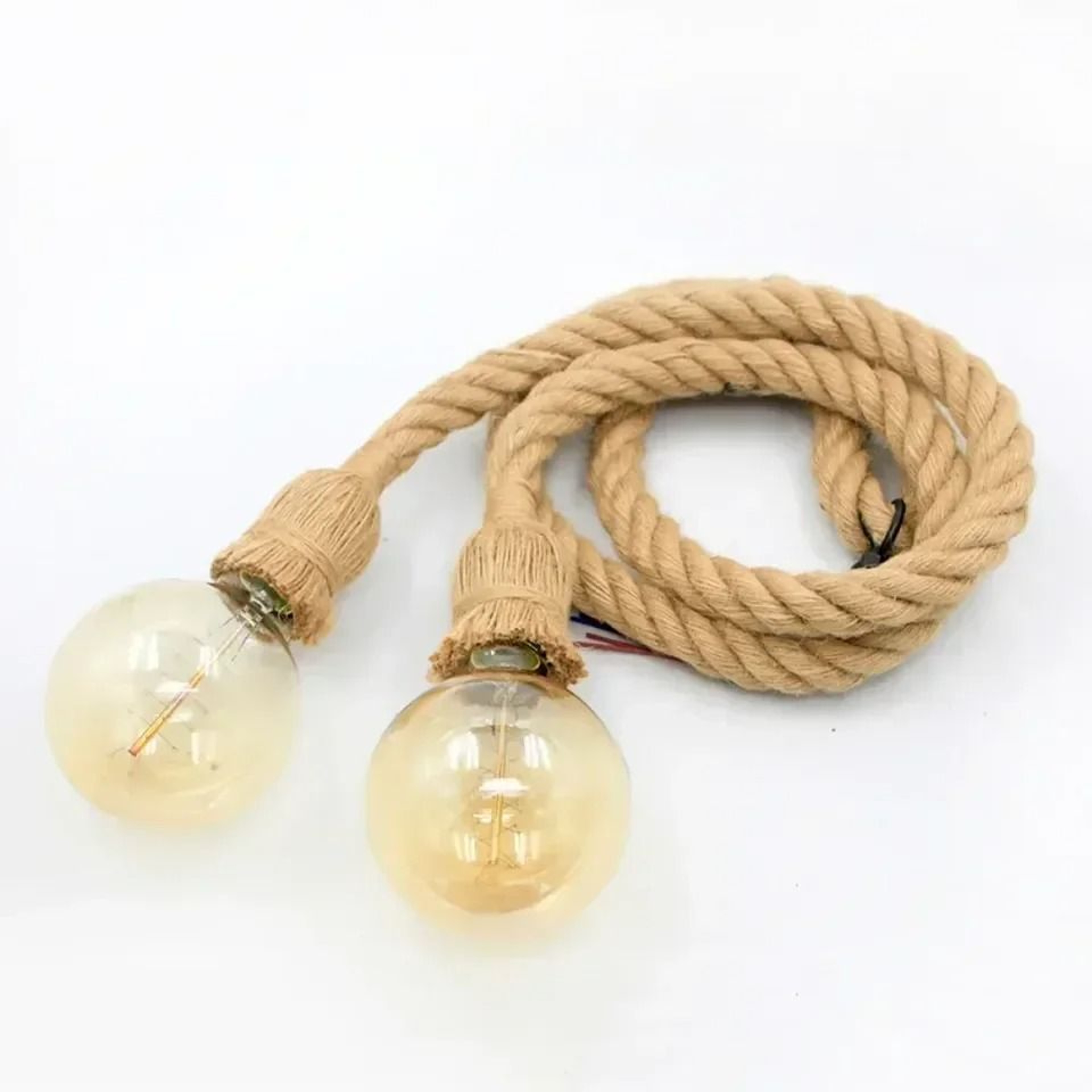 Vintage Industrial Hemp Rope Pendant Light Base 5
