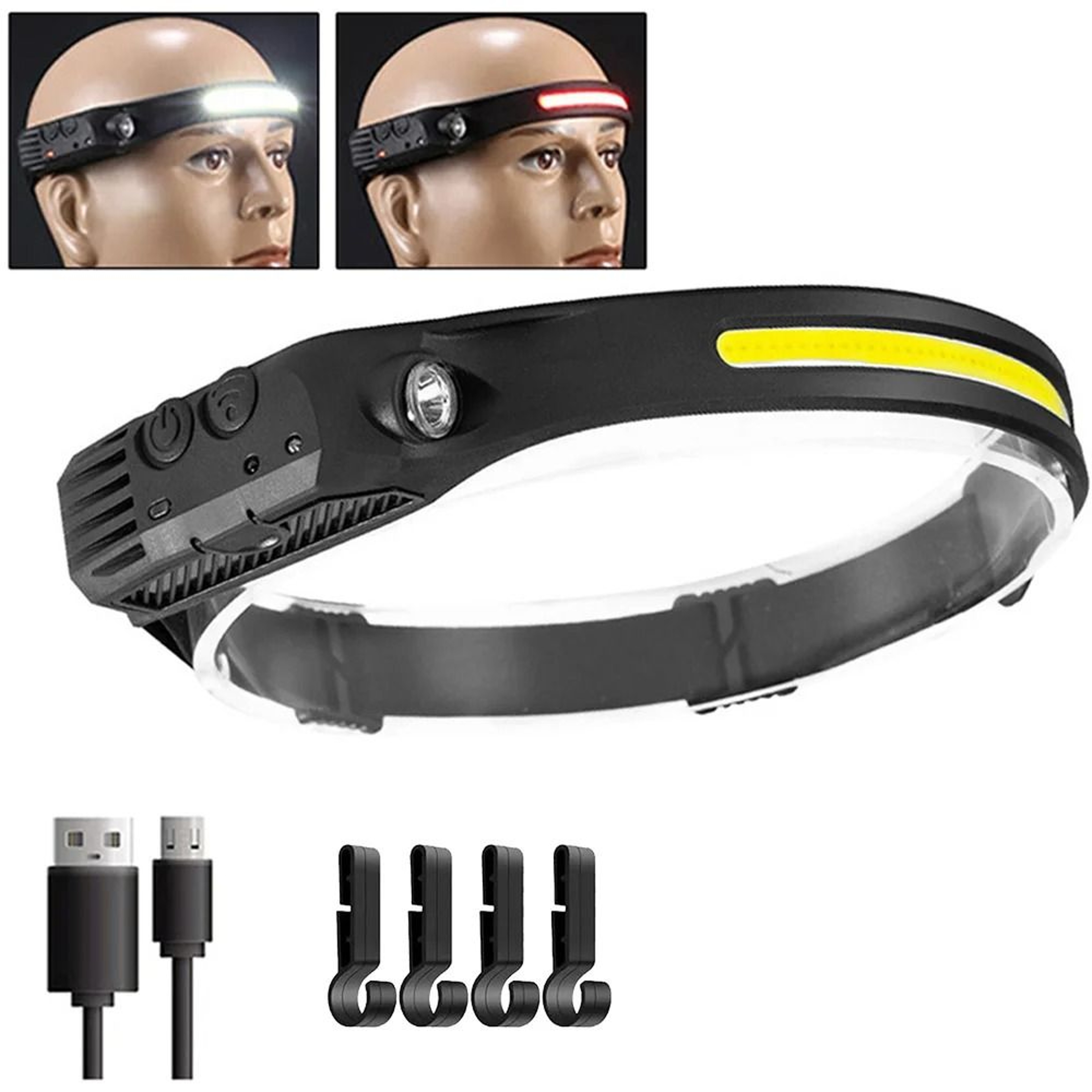 Panoramic COB LED Pro Motion Sensor Rechargeable Headlamp 10