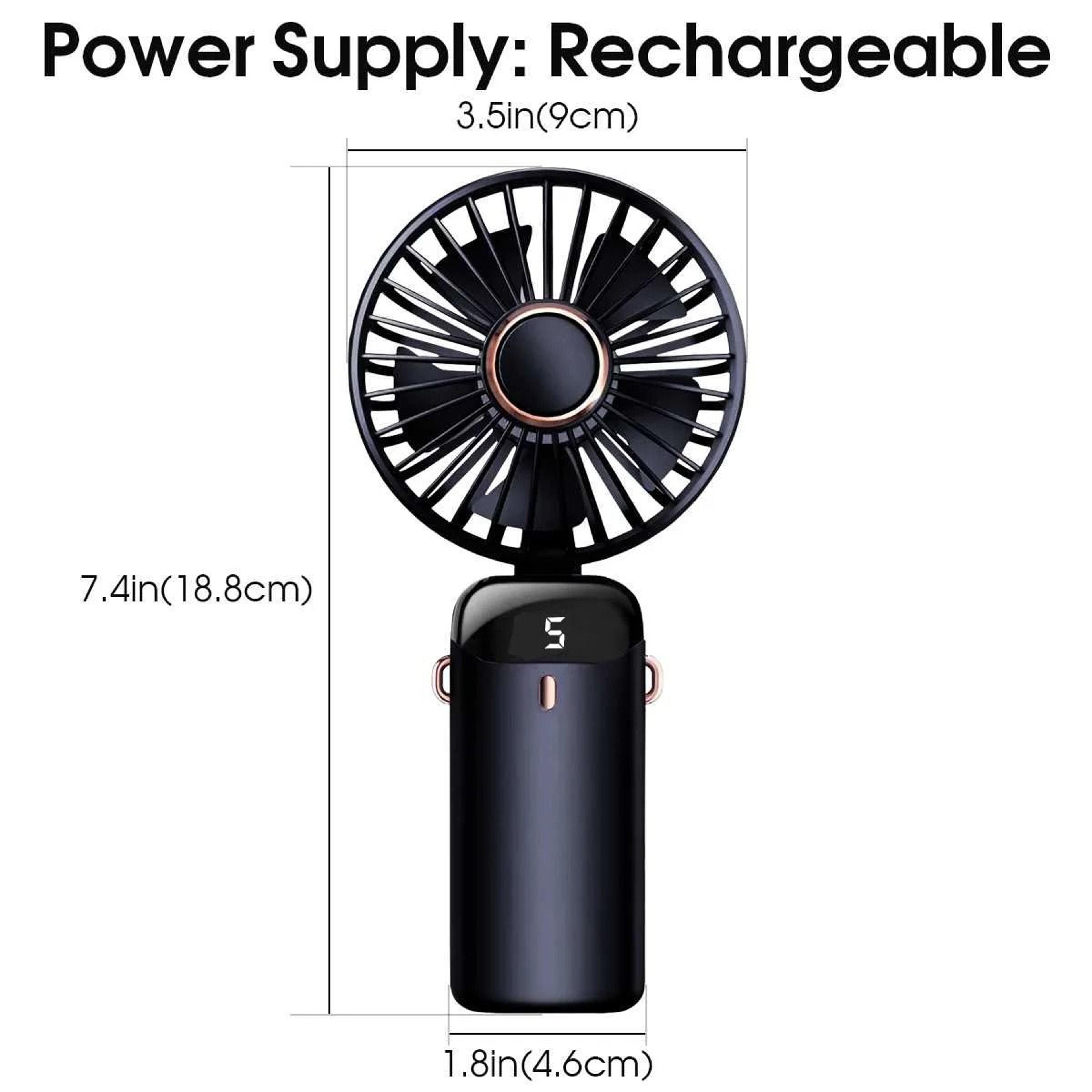 5Speed Convertible Folding USB Rechargeable Handheld And Neck Fan 1