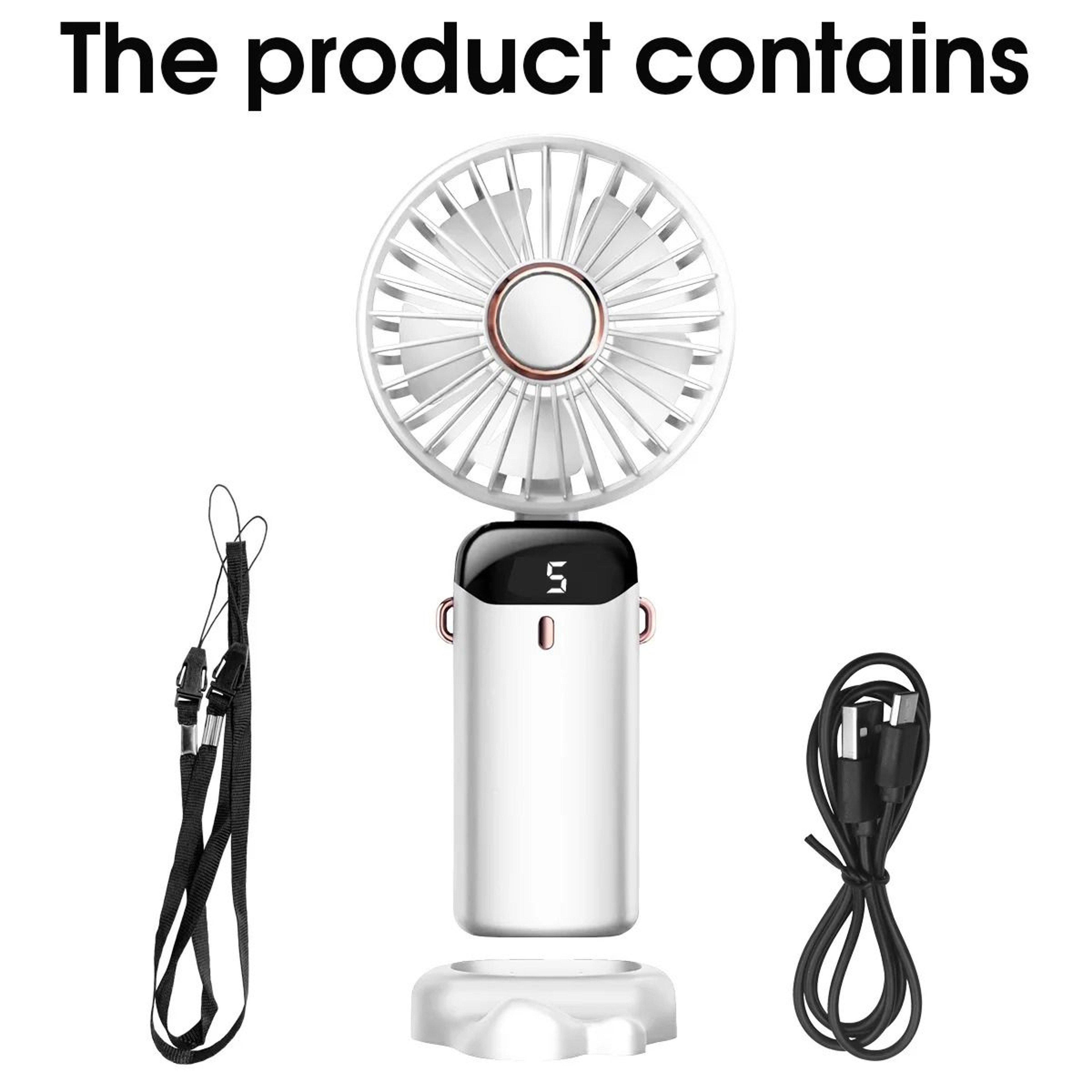 5Speed Convertible Folding USB Rechargeable Handheld And Neck Fan 7