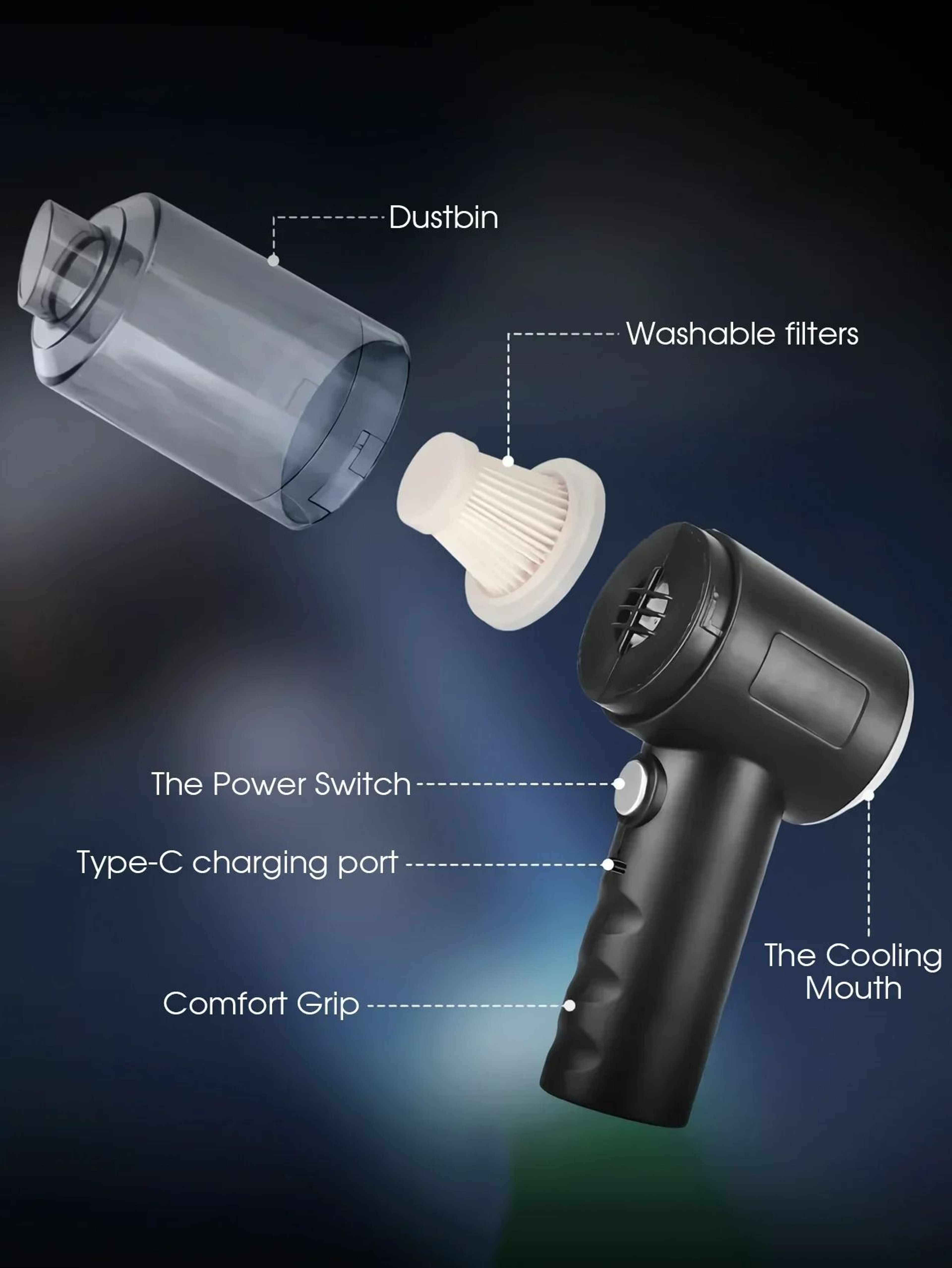 2in1 DualFunction Cordless 5500Pa Handheld Vacuum And Air Blower Duster 5