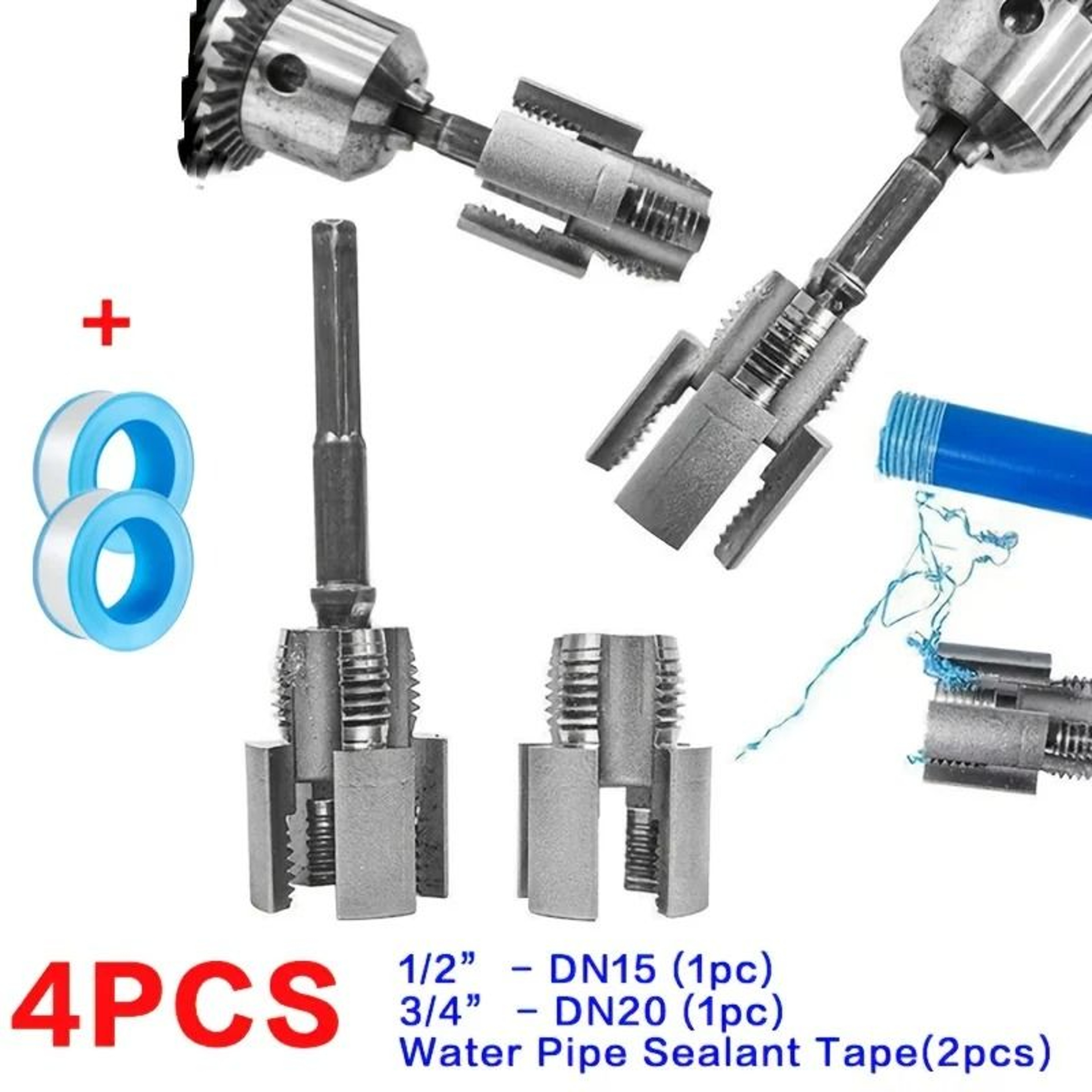 Professional 4Piece PPR And PVC Pipe Threading Tool Kit With Sealant Tape 0