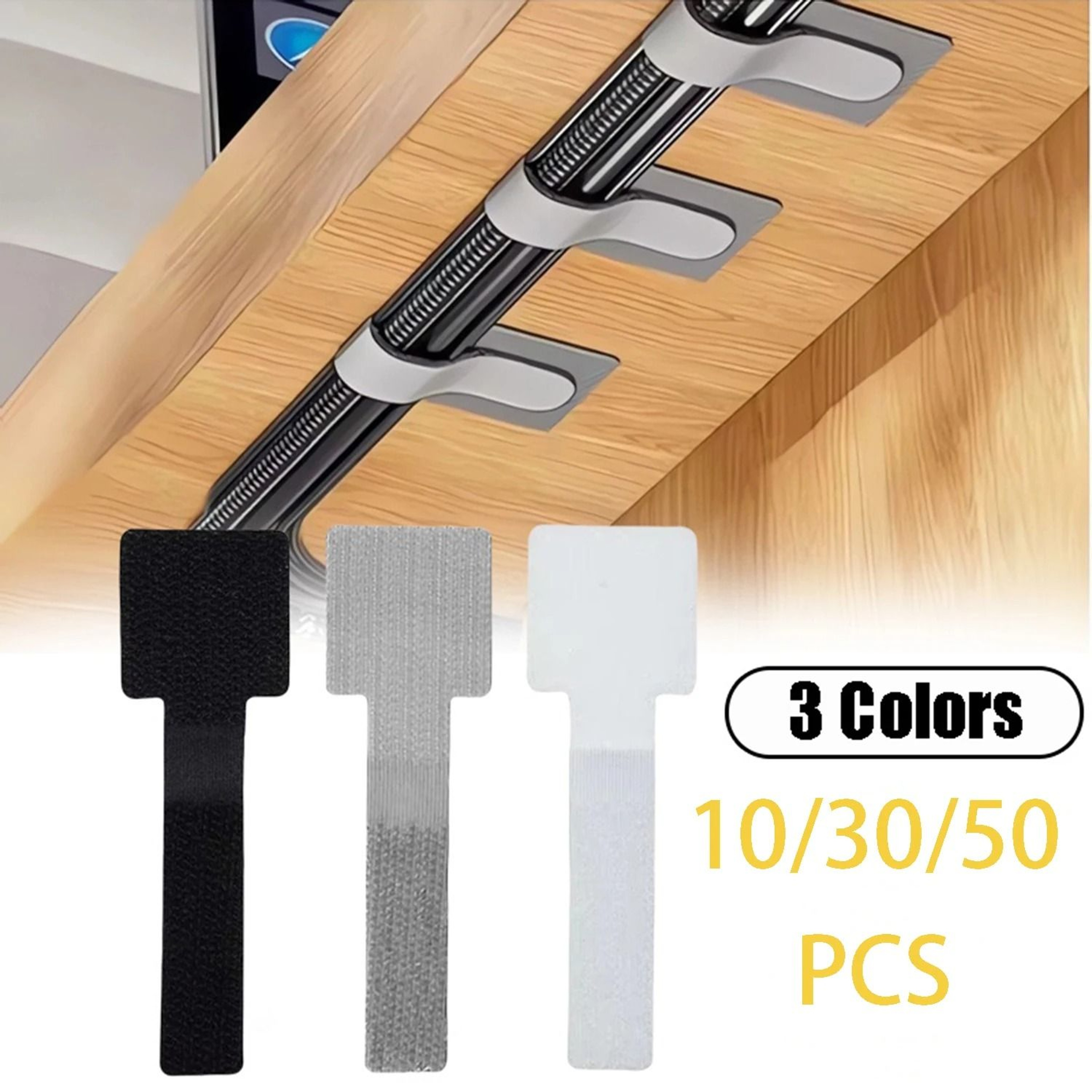 Universal Adjustable SelfAdhesive HookandLoop Cable Organizers 0